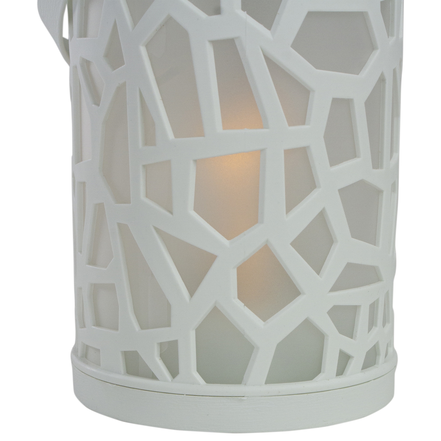 6.5-Inch White Decorative Battery Operated Faux Flame LED Lantern