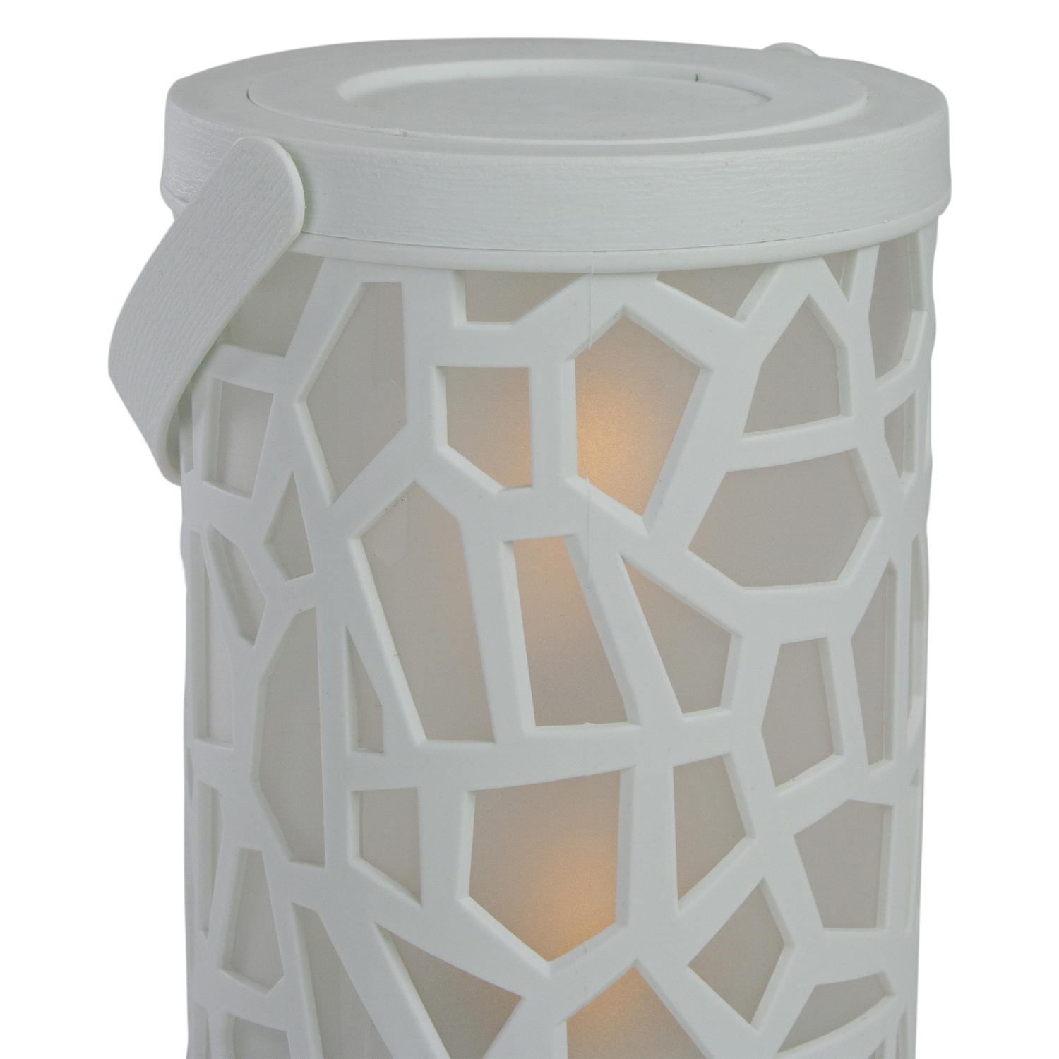 6.5-Inch White Decorative Battery Operated Faux Flame LED Lantern