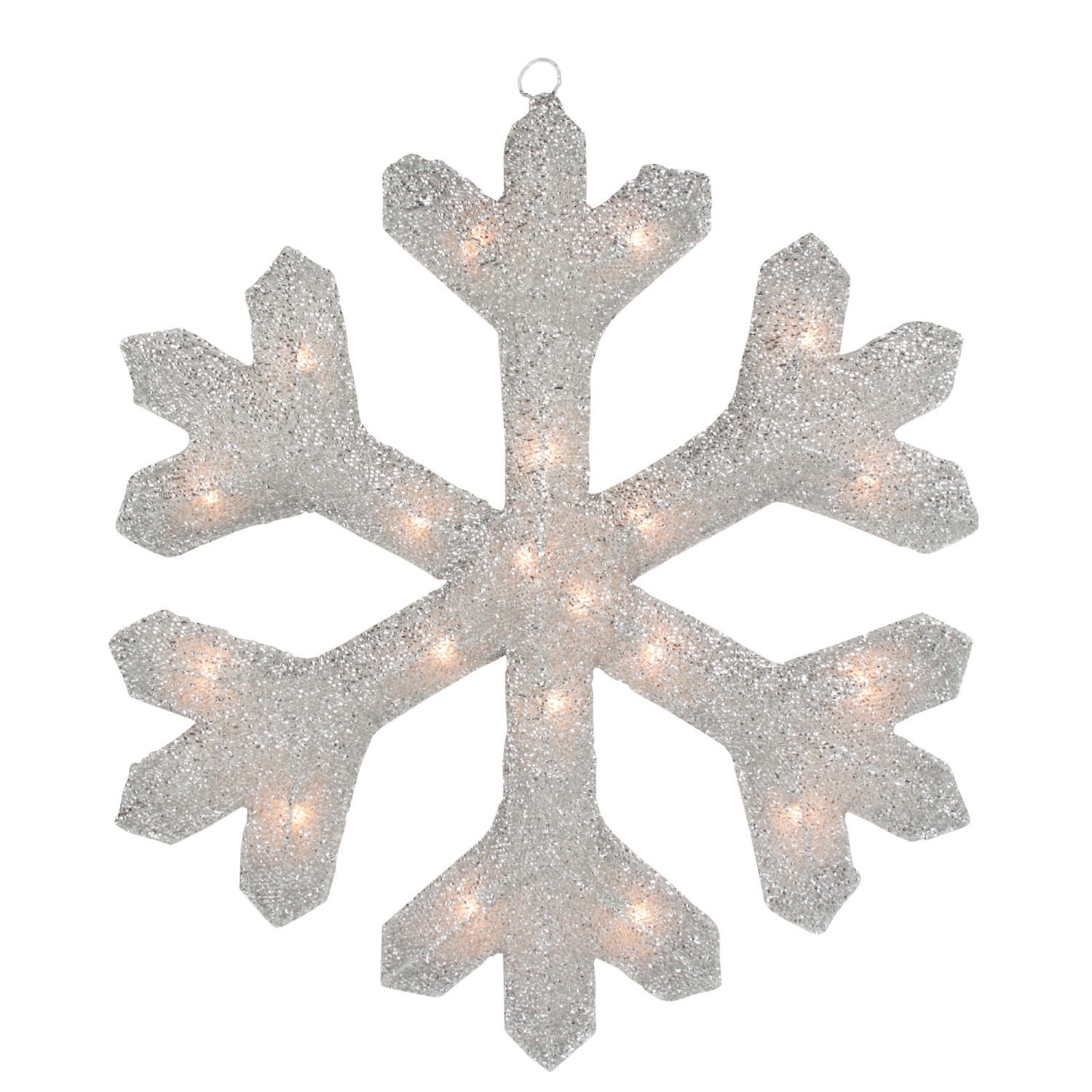 20" Silver Lighted Tinsel Christmas Snowflake Window Decor