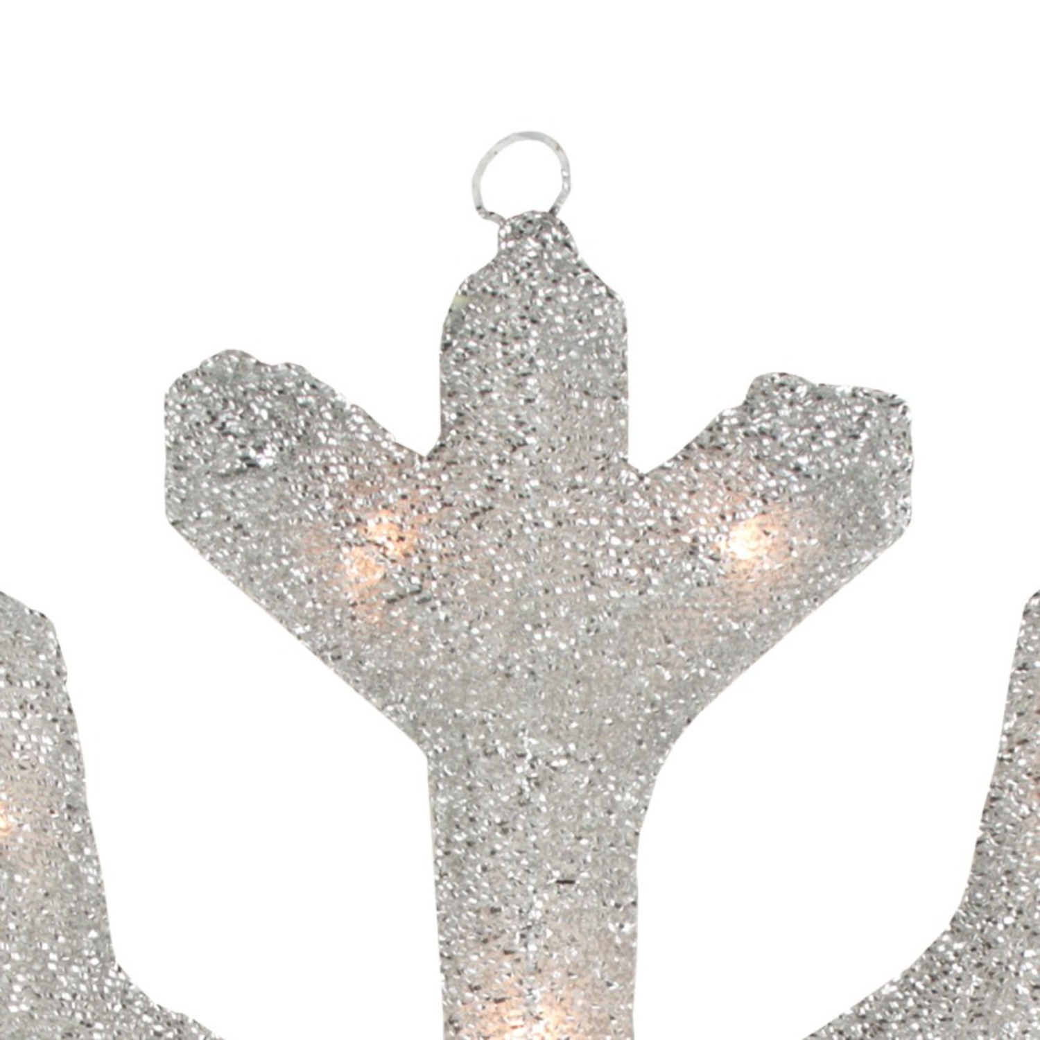 20" Silver Lighted Tinsel Christmas Snowflake Window Decor
