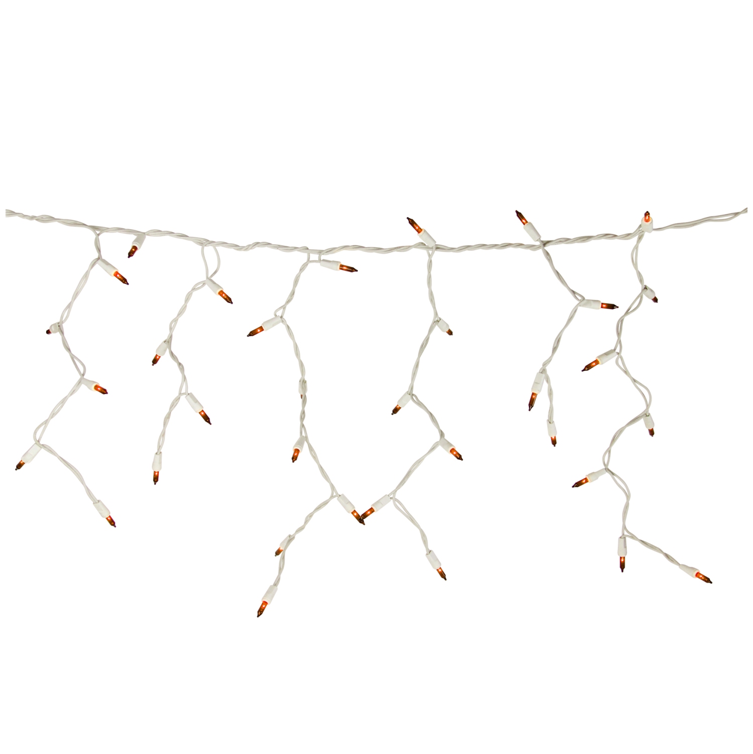 100 Count Orange Mini Icicle Christmas Lights - 3.5 ft White Wire