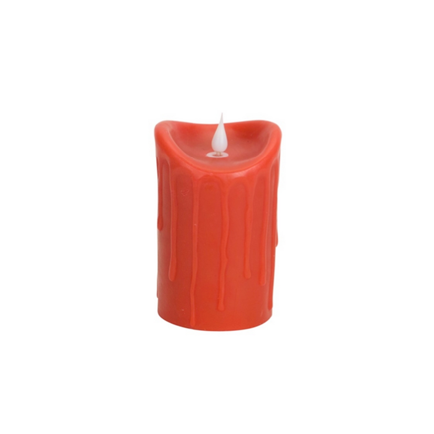 5.5" Red-Orange Dripping Wax Flameless LED Lighted Pillar Candle with Moving Flame