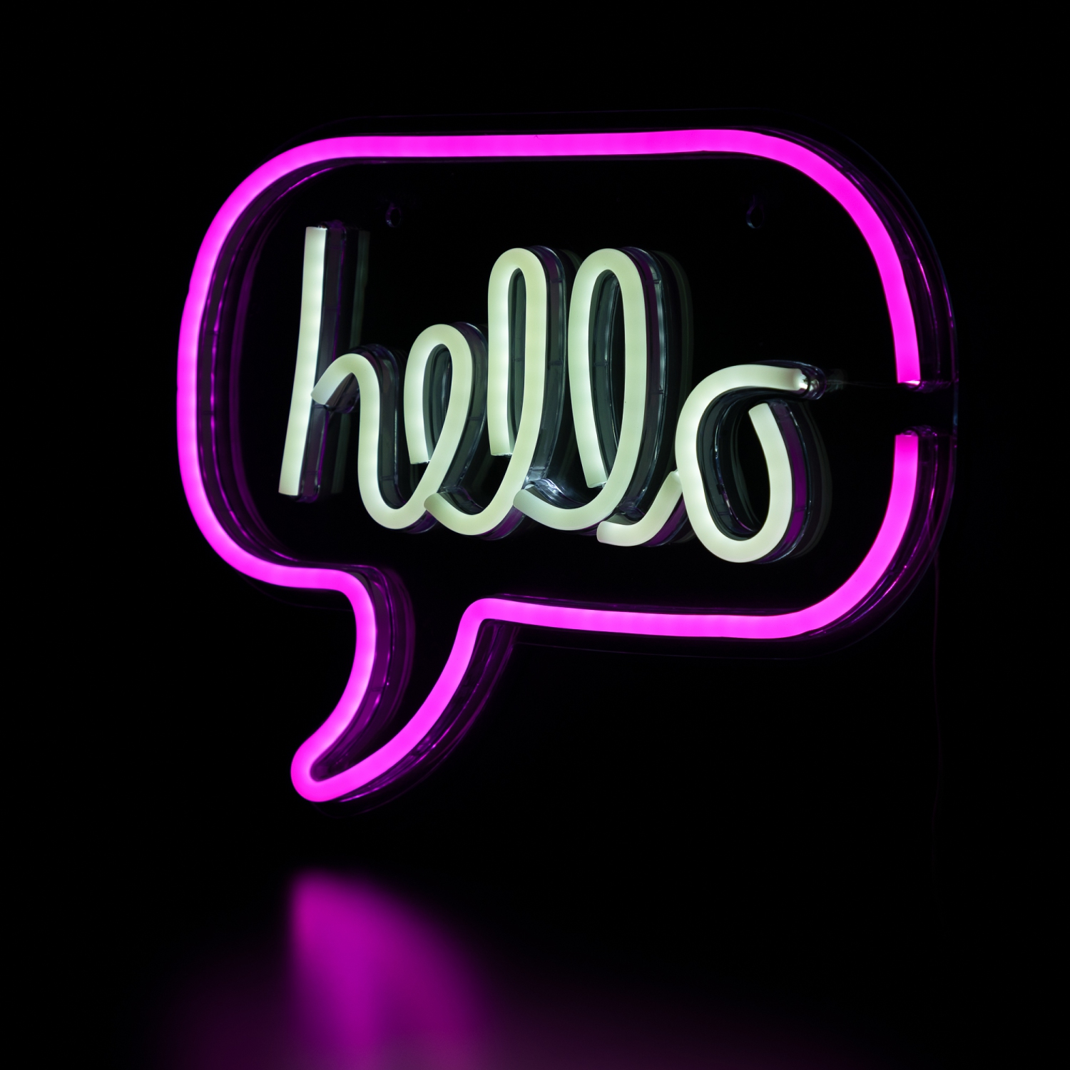 Affiche murale de style néon à DEL Hello Word de 17 po, rose et blanc