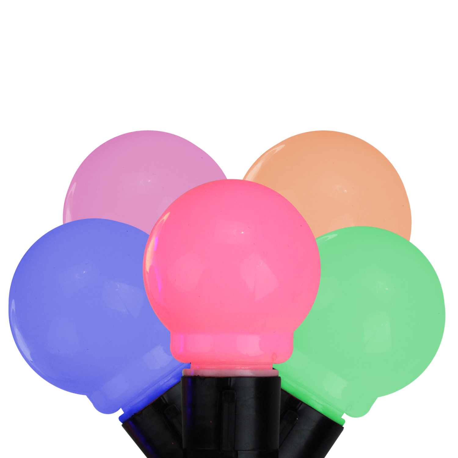 10 Pink and Blue Mini Glass LED Christmas Lights - 15 ft Black Wire