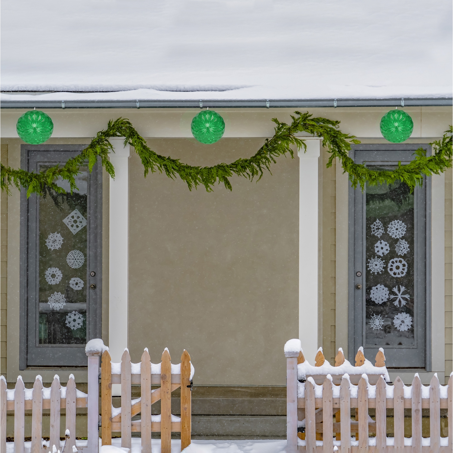 6" LED Lighted Green Crystal Sphere Outdoor Christmas Decoration