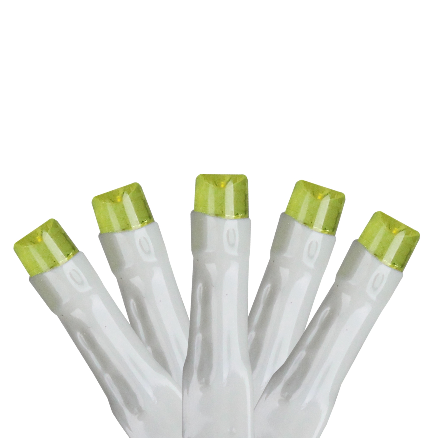 Set of 20 Battery Operated Amber LED Wide Angle Christmas Lights - White Wire