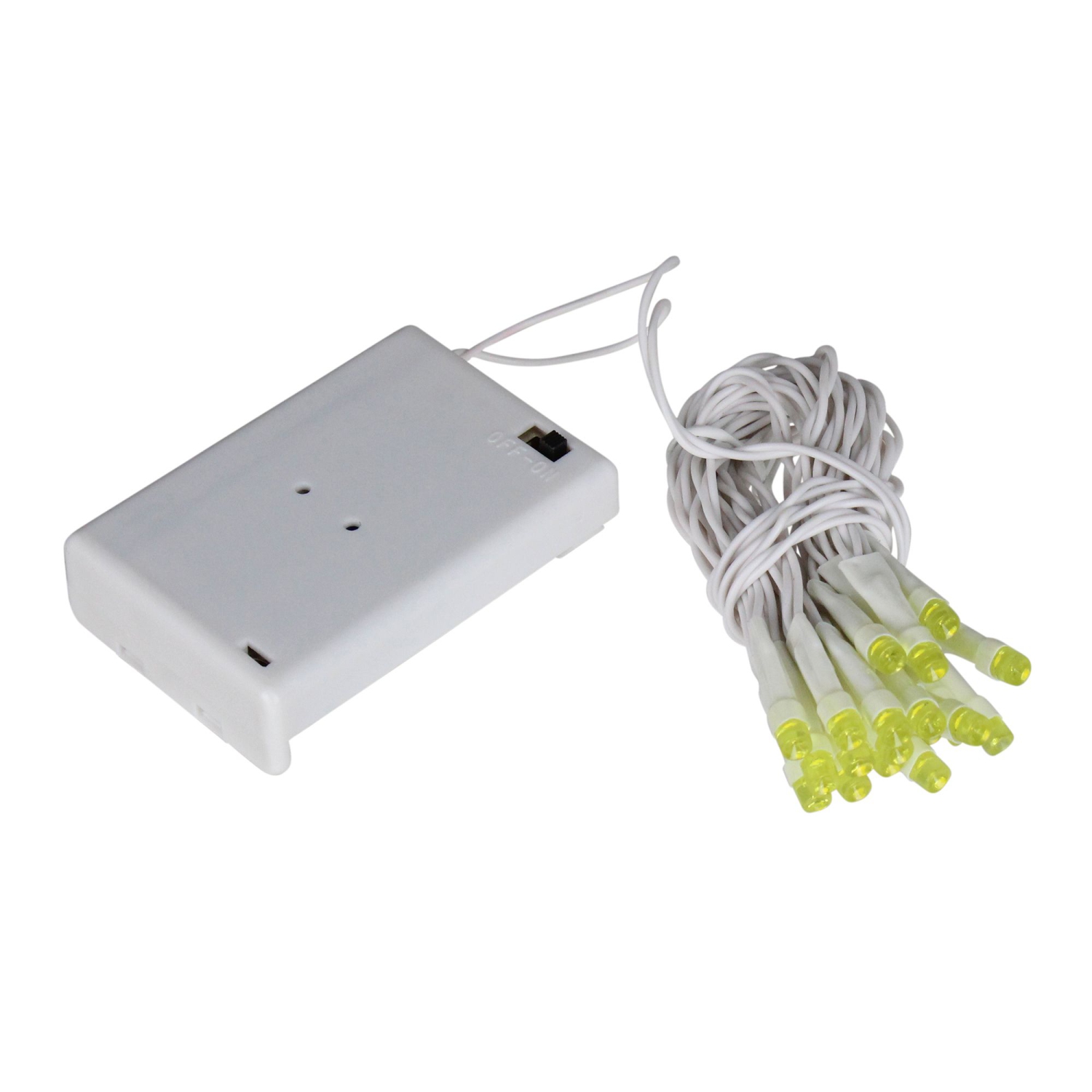 Set of 20 Battery Operated Amber LED Wide Angle Christmas Lights - White Wire