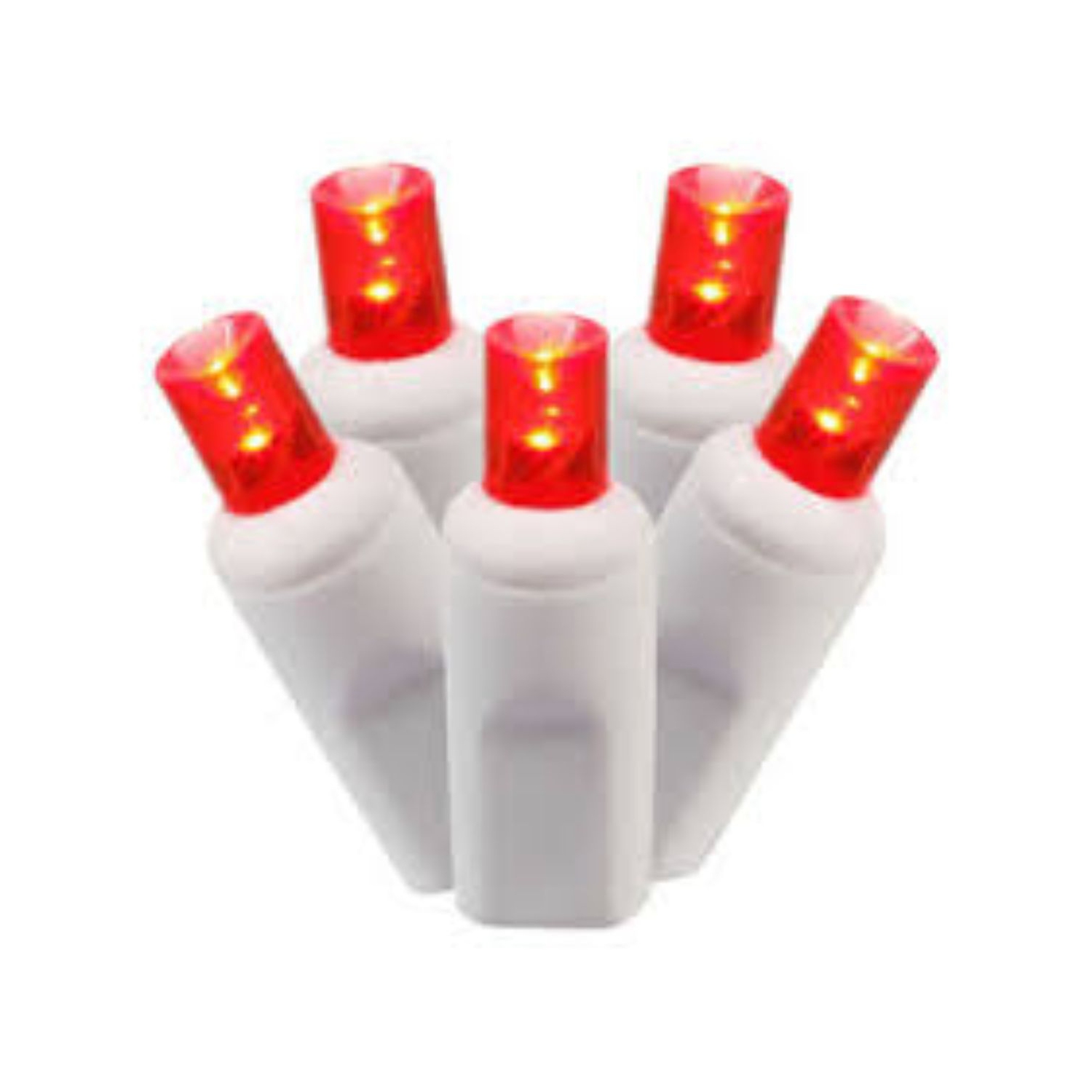 50 Red LED Wide Angle Mini Christmas Lights - 16.25 ft White Wire