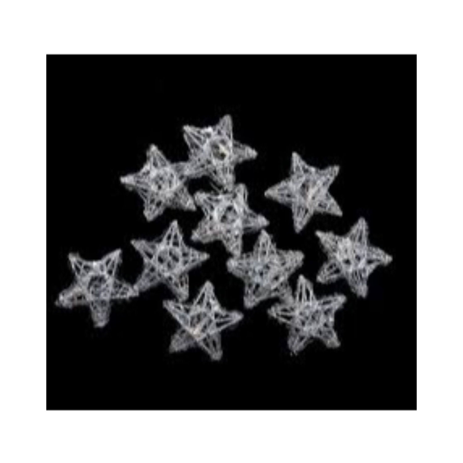 Jeu de 10 lumières de Noël à étoiles scintillantes transparentes chaudes à piles, câble argenté de 6,6 pi