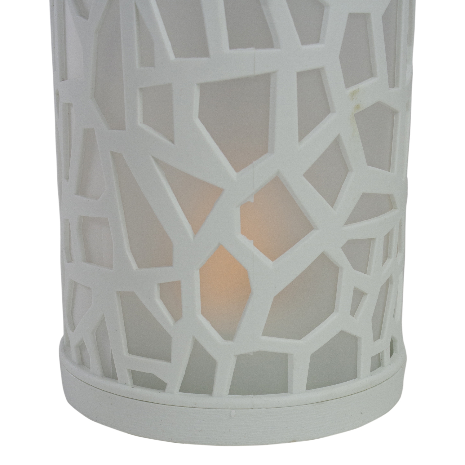 9" White Battery Operated Faux Flame LED Tabletop Lantern