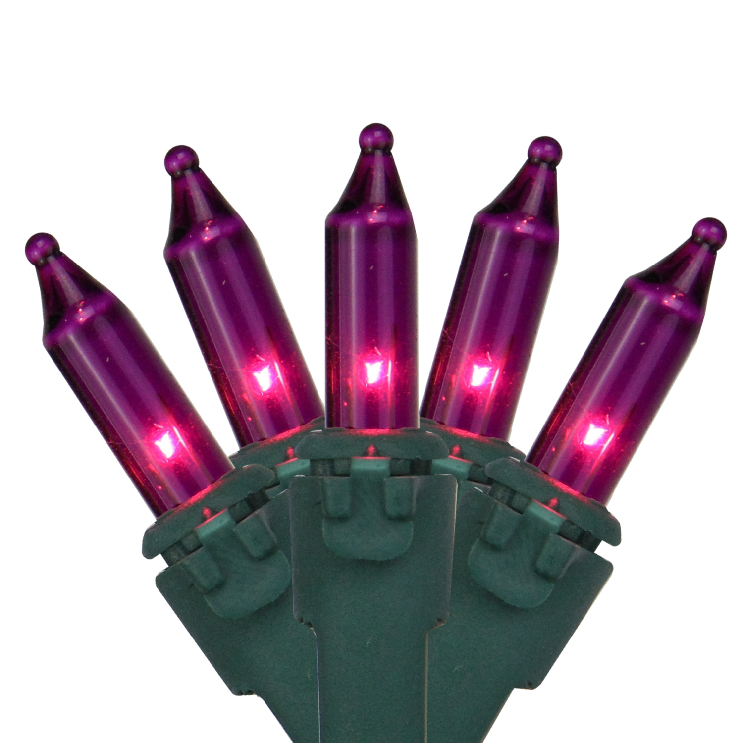 Set of 100 Pink-Purple Mini Christmas Lights - Green Wire