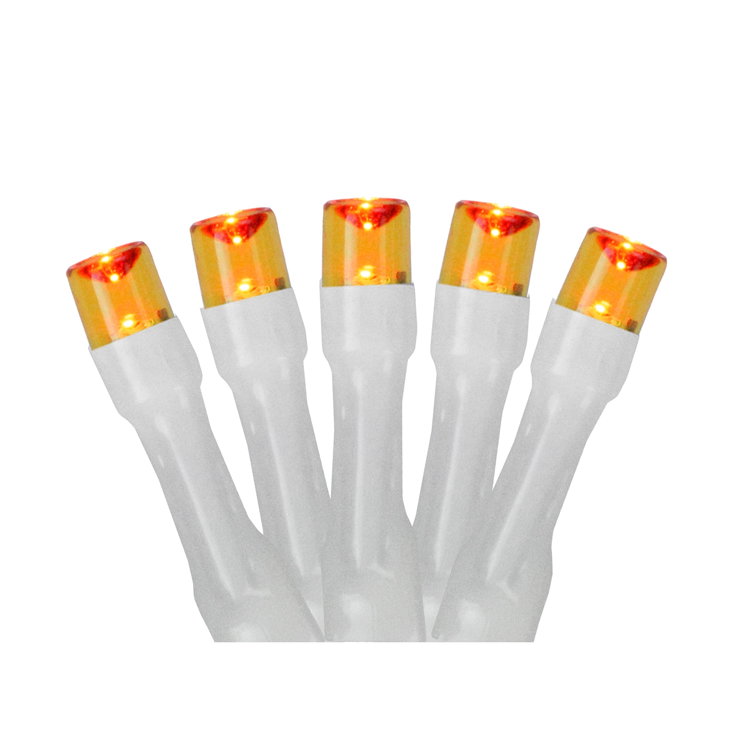 20 Battery Operated Orange LED Wide Angle Christmas Lights - 9.5 ft White Wire