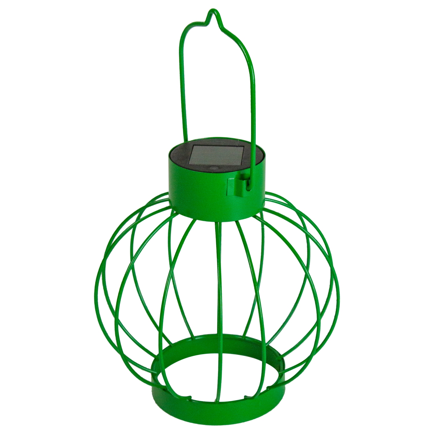 6.5" Green Outdoor Hanging LED Solar Lantern with Handle