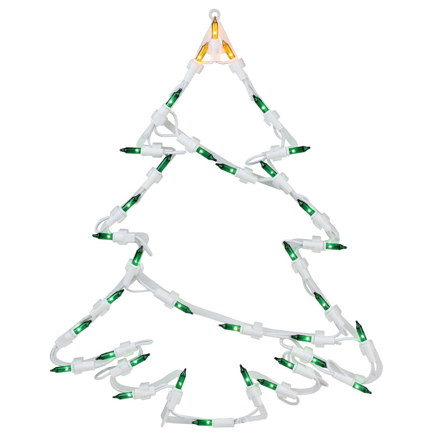 15" Green and Yellow Lighted Christmas Tree Window Silhouette Decoration