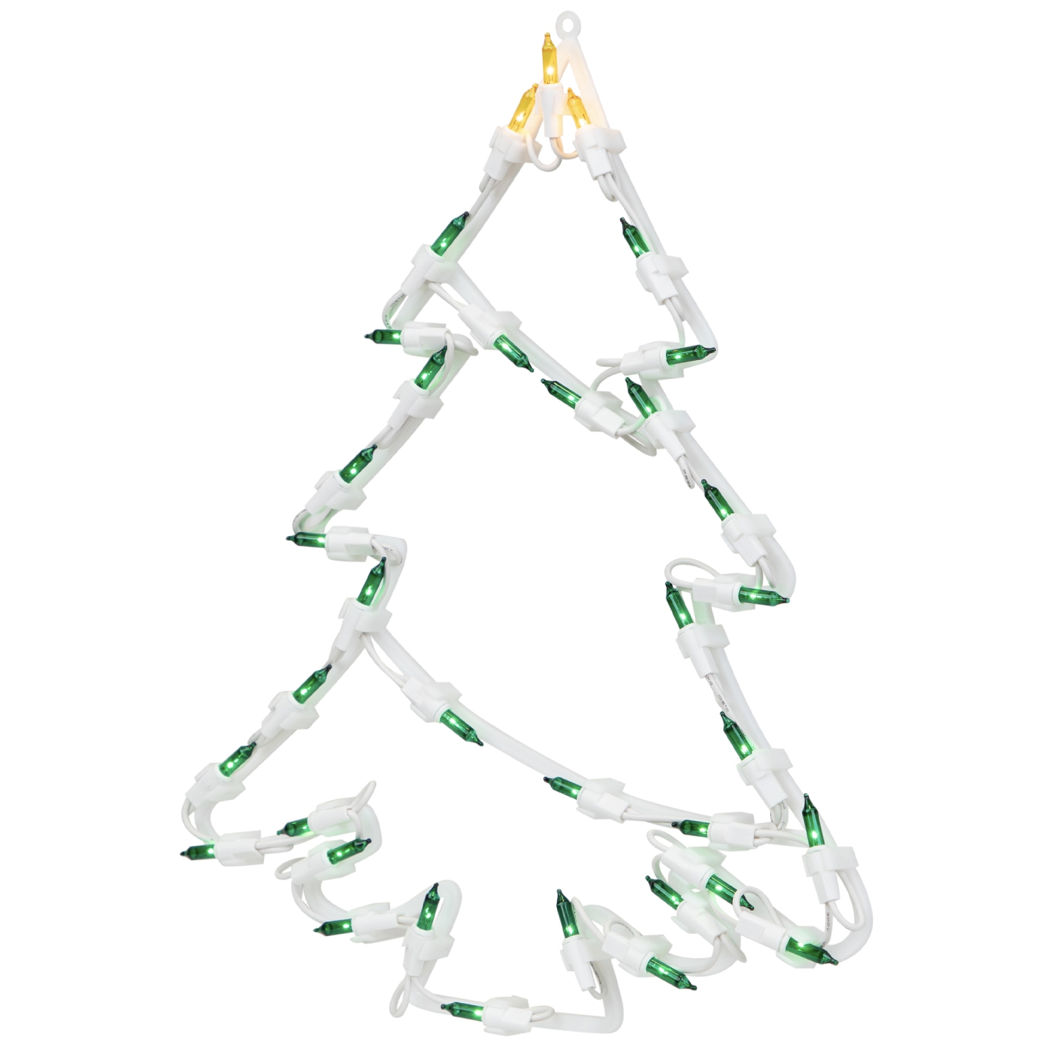 15" Green and Yellow Lighted Christmas Tree Window Silhouette Decoration