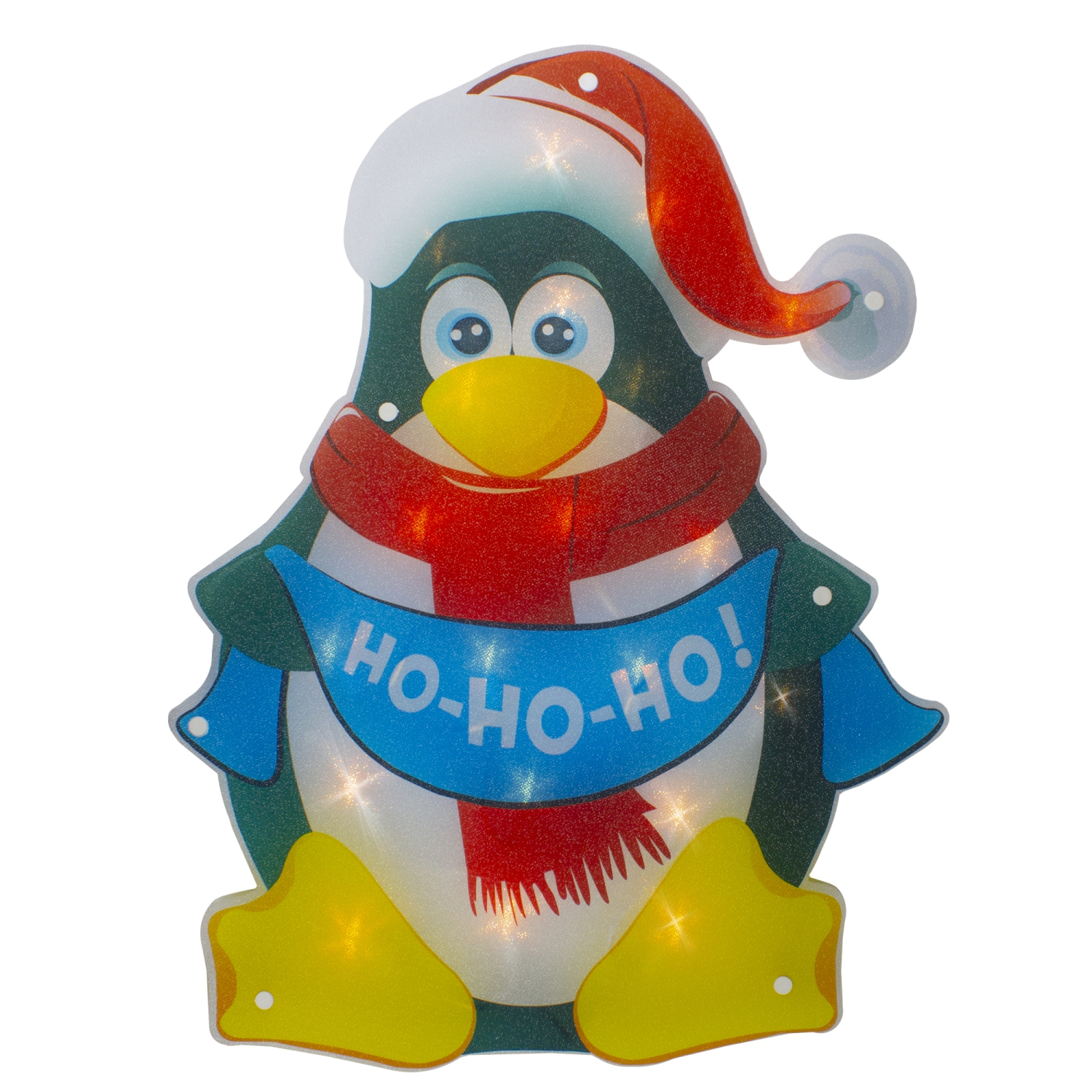 Silhouette de fenêtre de Noël en forme de pingouin lumineux, 17.5 po
