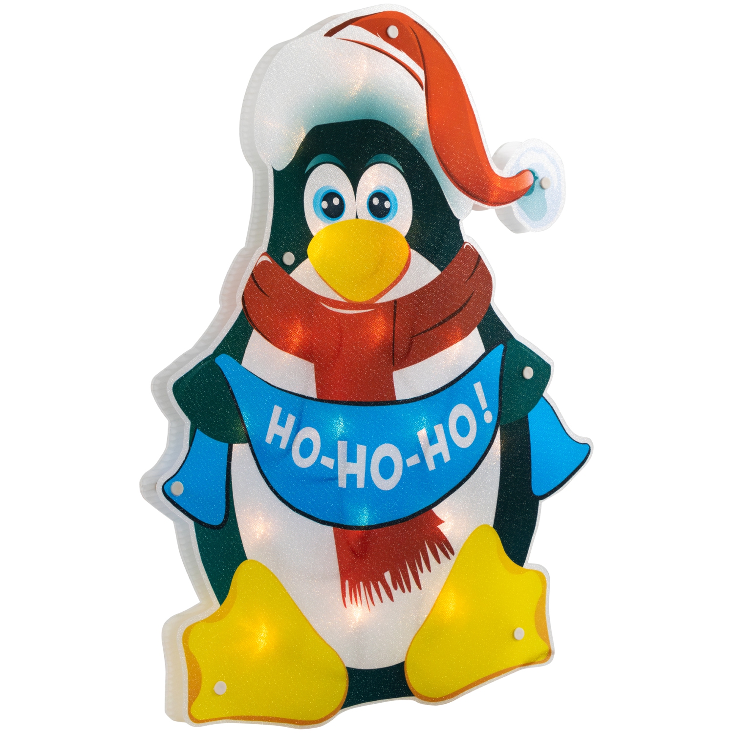 Silhouette de fenêtre de Noël en forme de pingouin lumineux, 17.5 po