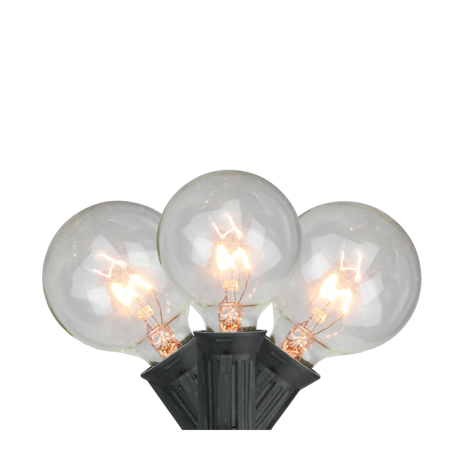 10-Count Clear G50 Globe Christmas Light Set, 9ft Black Wire