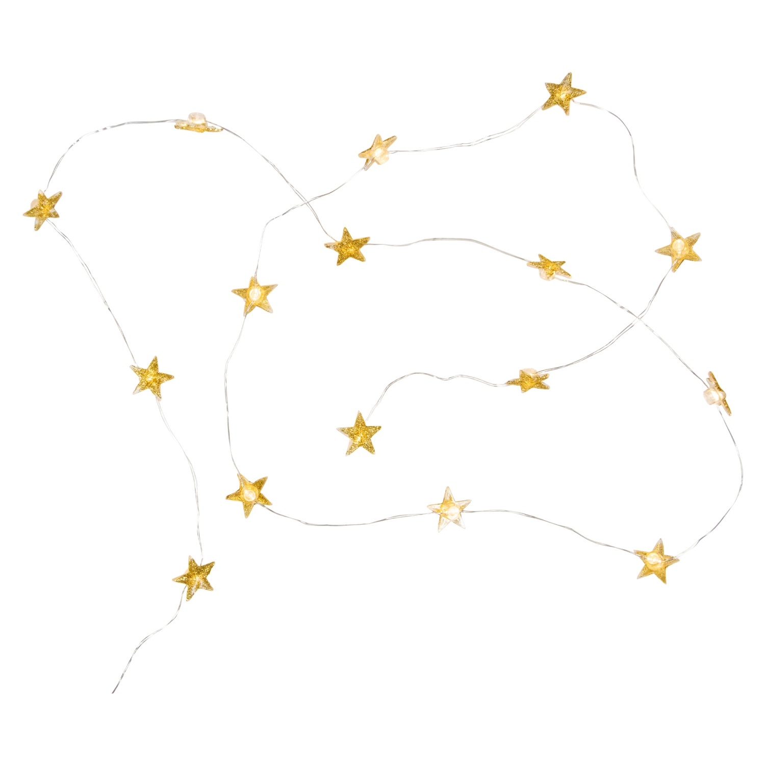 10-Count LED Gold Star Christmas Fairy Lights, 5.25ft, Copper Wire