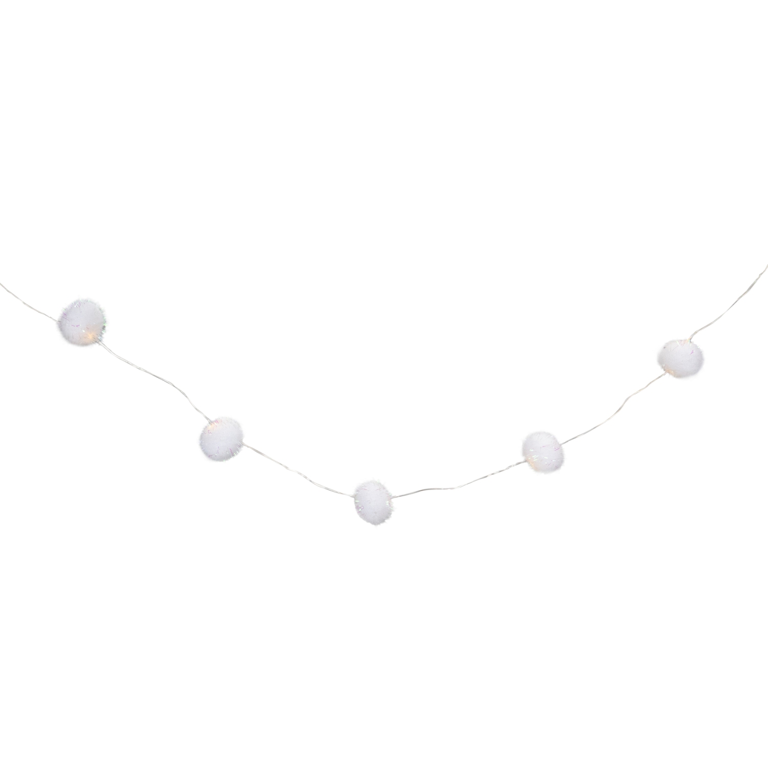 15 B/O LED Warm White Tinsel Pop Ball Christmas Lights - 4.5' Clear Wire