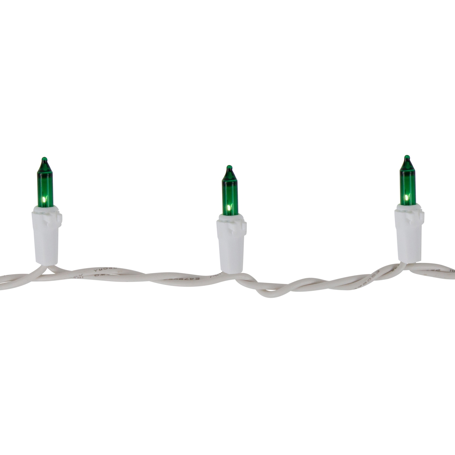 100-Count Green Mini Christmas Light Set, 49.5ft White Wire