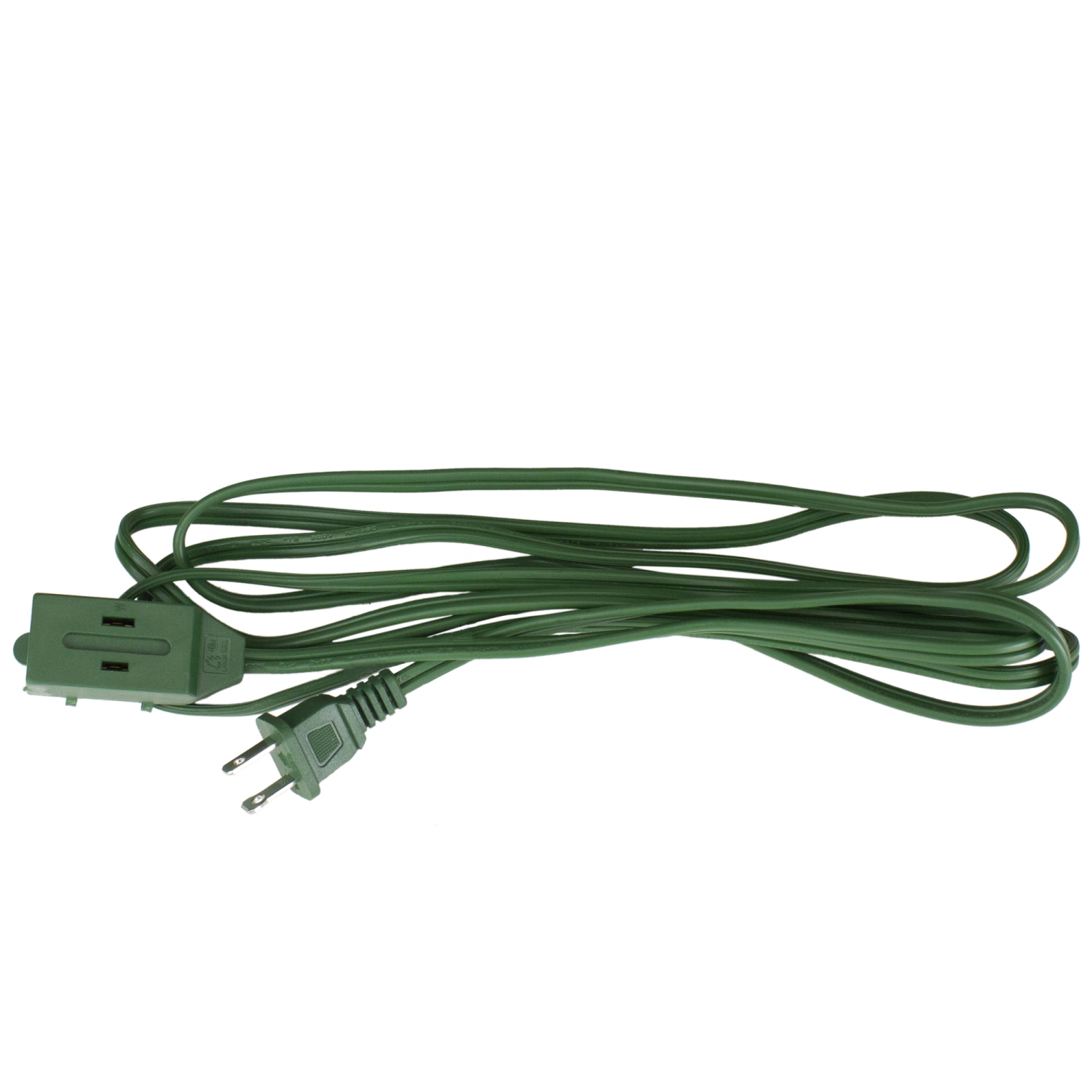 15' Green Indoor Extension Power Cord with 3-Outlets and Safety Lock