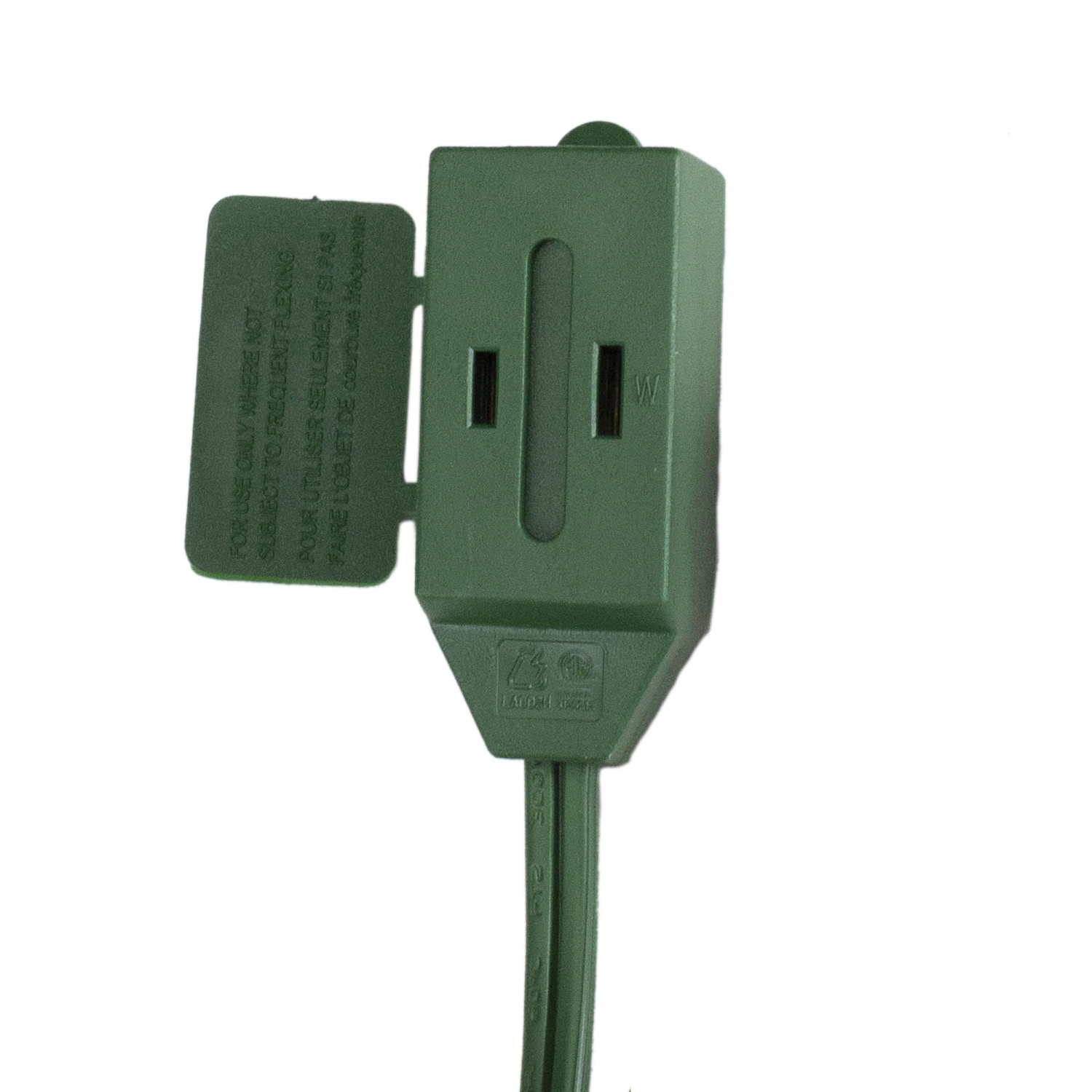 15' Green Indoor Extension Power Cord with 3-Outlets and Safety Lock