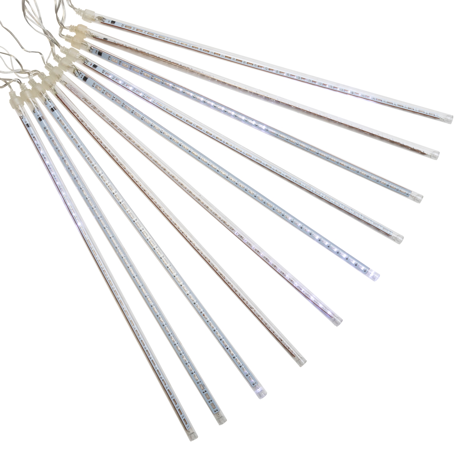 Jeu de 10 lumières de Noël tombantes DEL blanches en forme de glaçon - fil transparent de 20.5 pi