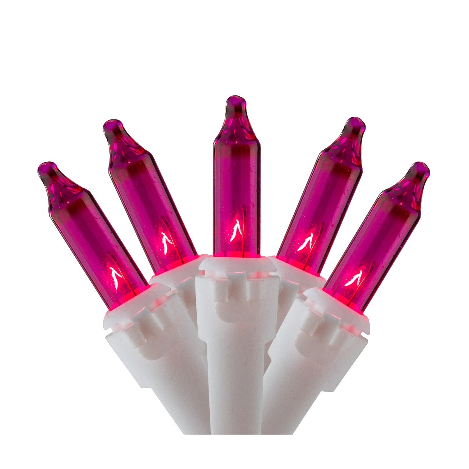 100 Count Pink Mini Icicle Christmas Lights - 7ft, White Wire