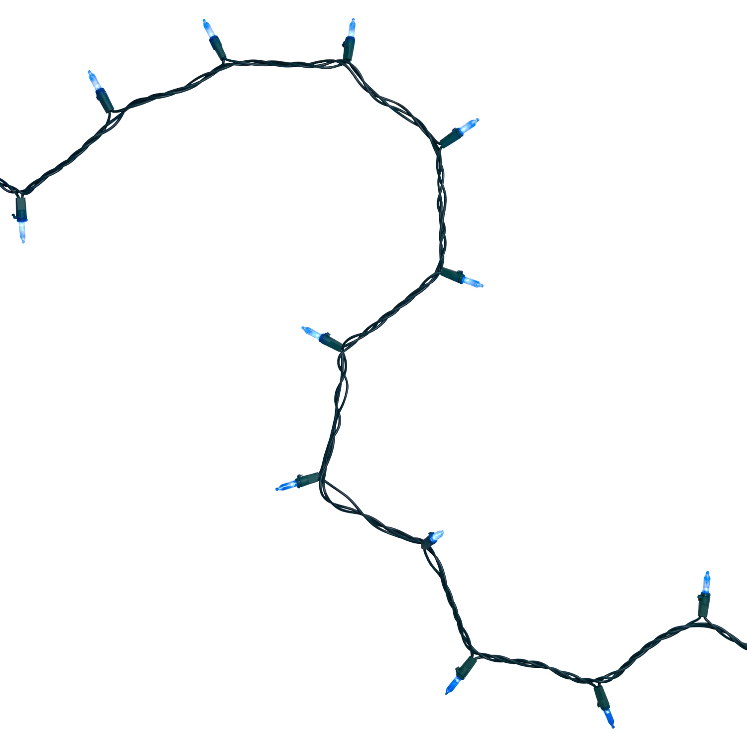 100 Blue LED Mini Christmas Lights, 33 ft Green Wire