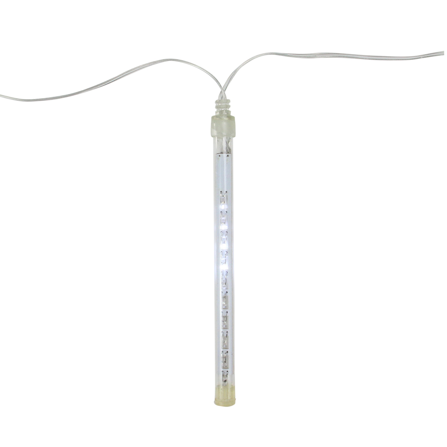 Ensemble de 10 tubes de lumières de Noël transparentes en forme de glaçon dégoulinant blanc - fil transparent de 14.25 pi