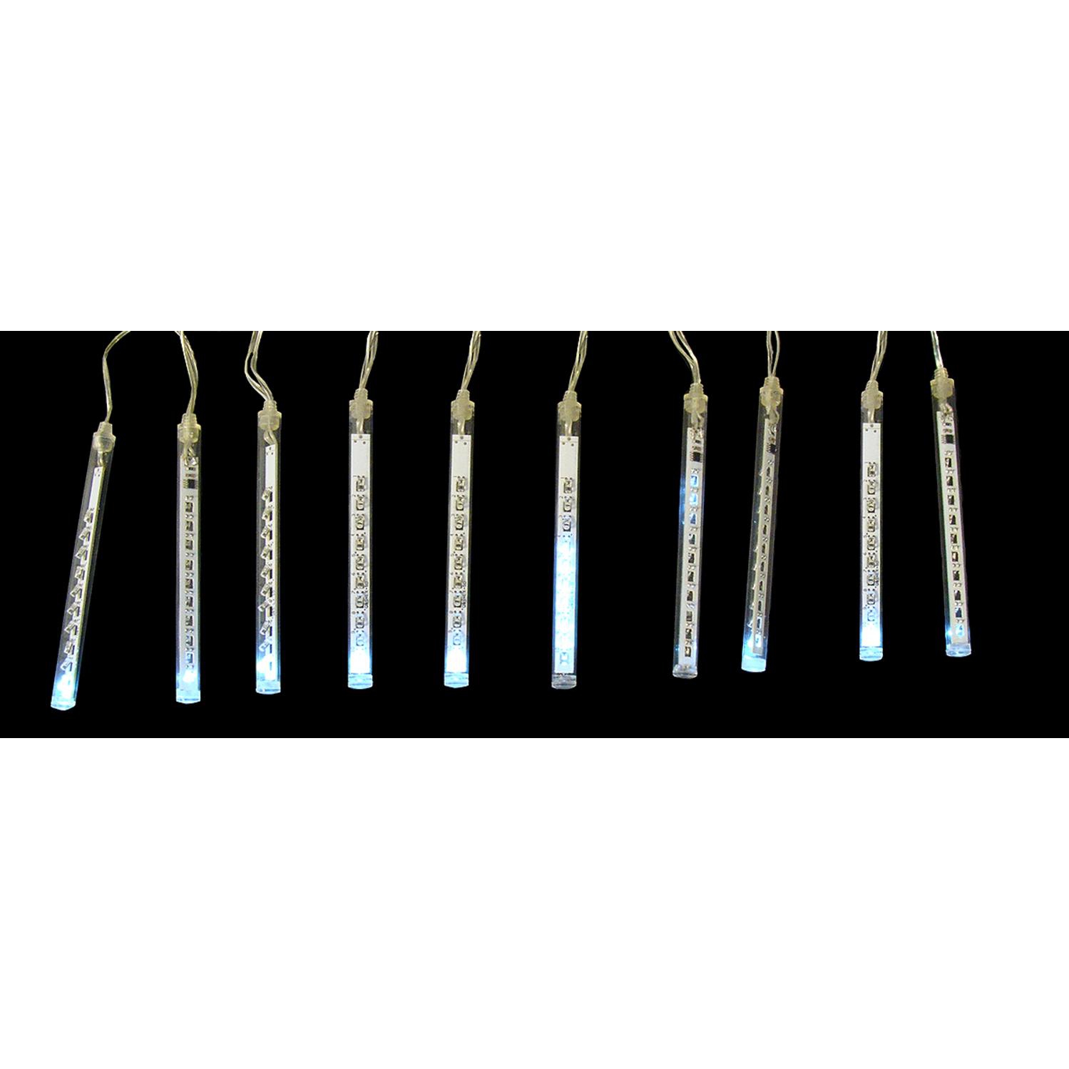 Ensemble de 10 tubes de lumières de Noël transparentes en forme de glaçon dégoulinant blanc - fil transparent de 14.25 pi