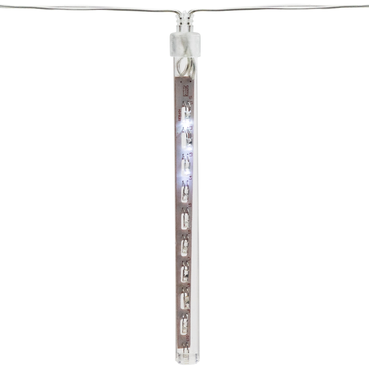 Ensemble de 10 tubes de lumières de Noël transparentes en forme de glaçon dégoulinant blanc - fil transparent de 14.25 pi
