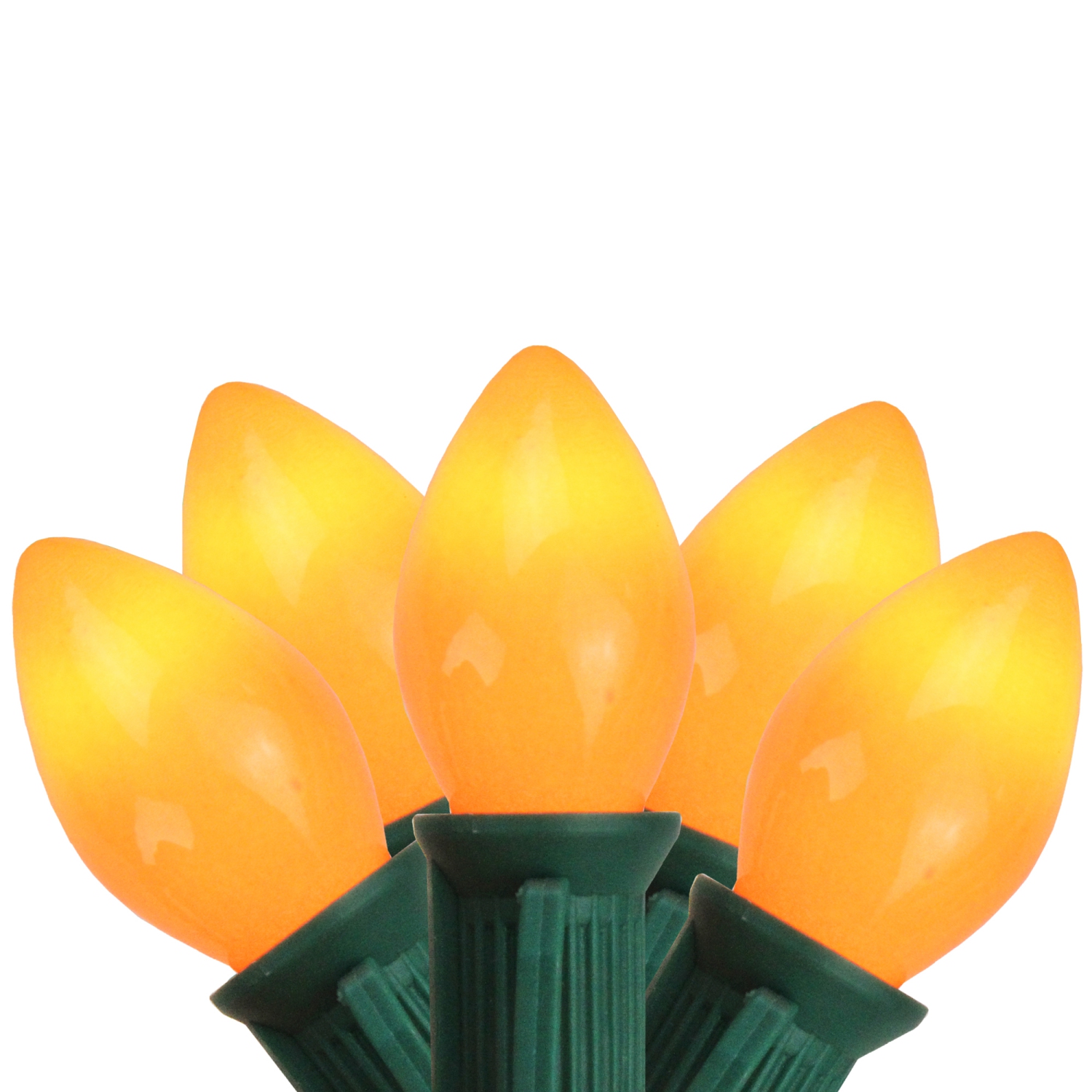 25-Count Opaque Orange C7 Christmas Light Set, 24ft Green Wire