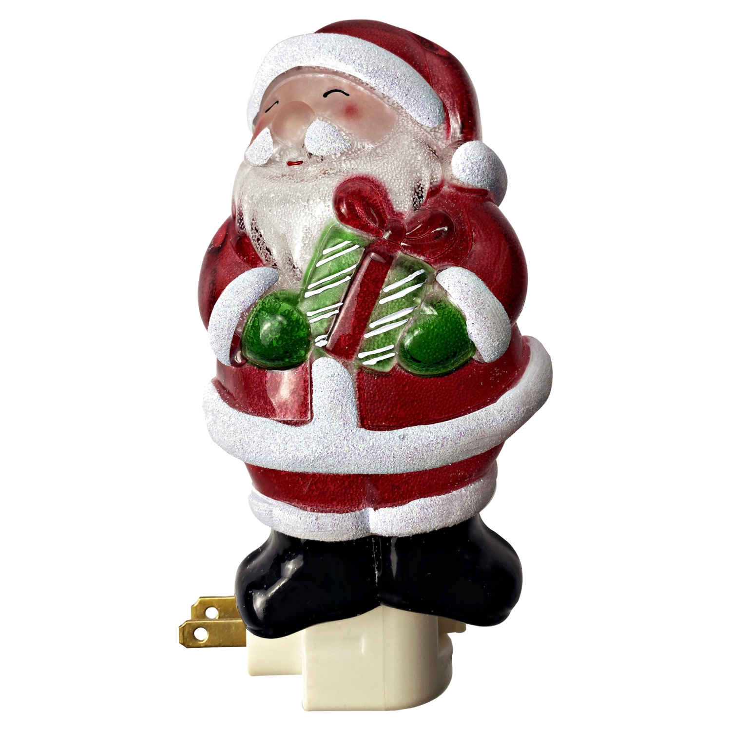 6.75" Santa with Gift Frosted Christmas Night Light