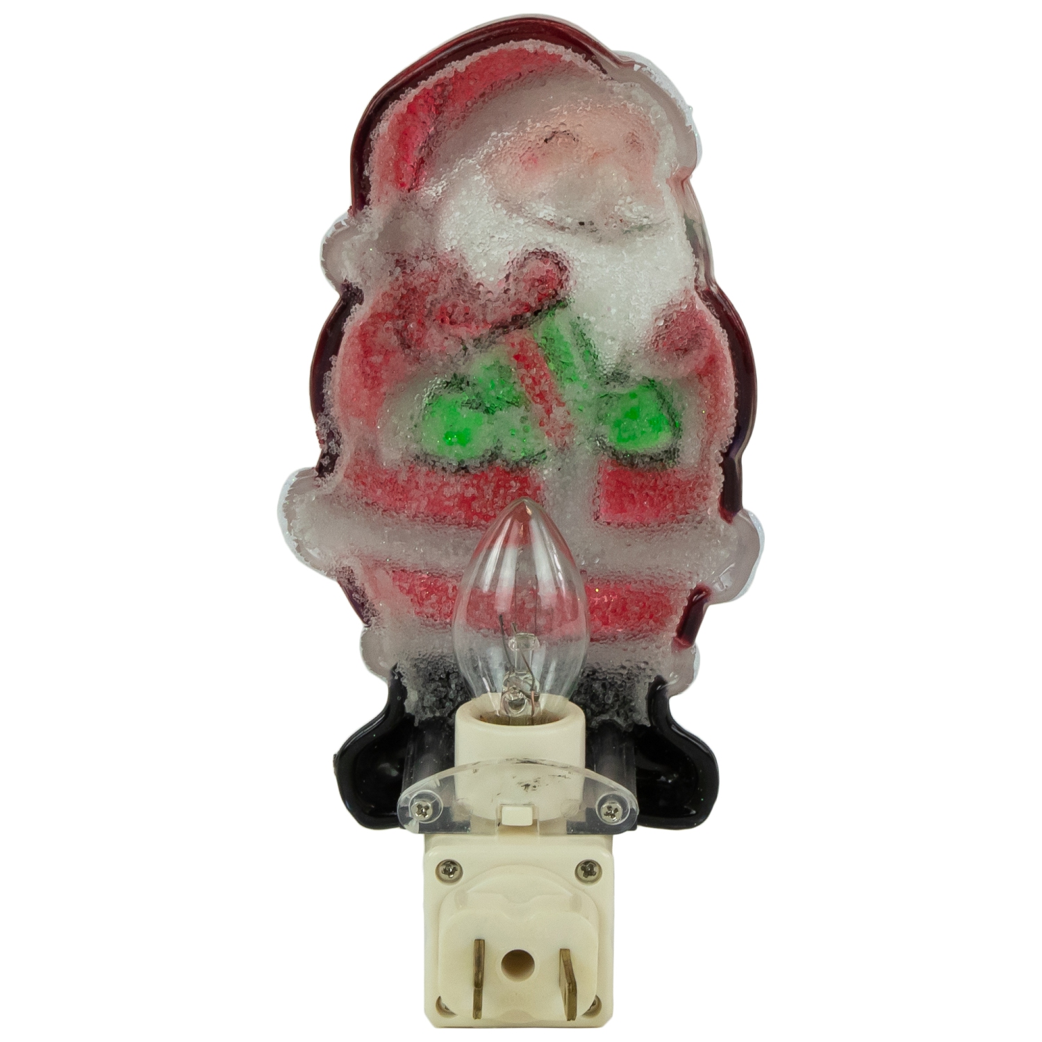 6.75" Santa with Gift Frosted Christmas Night Light