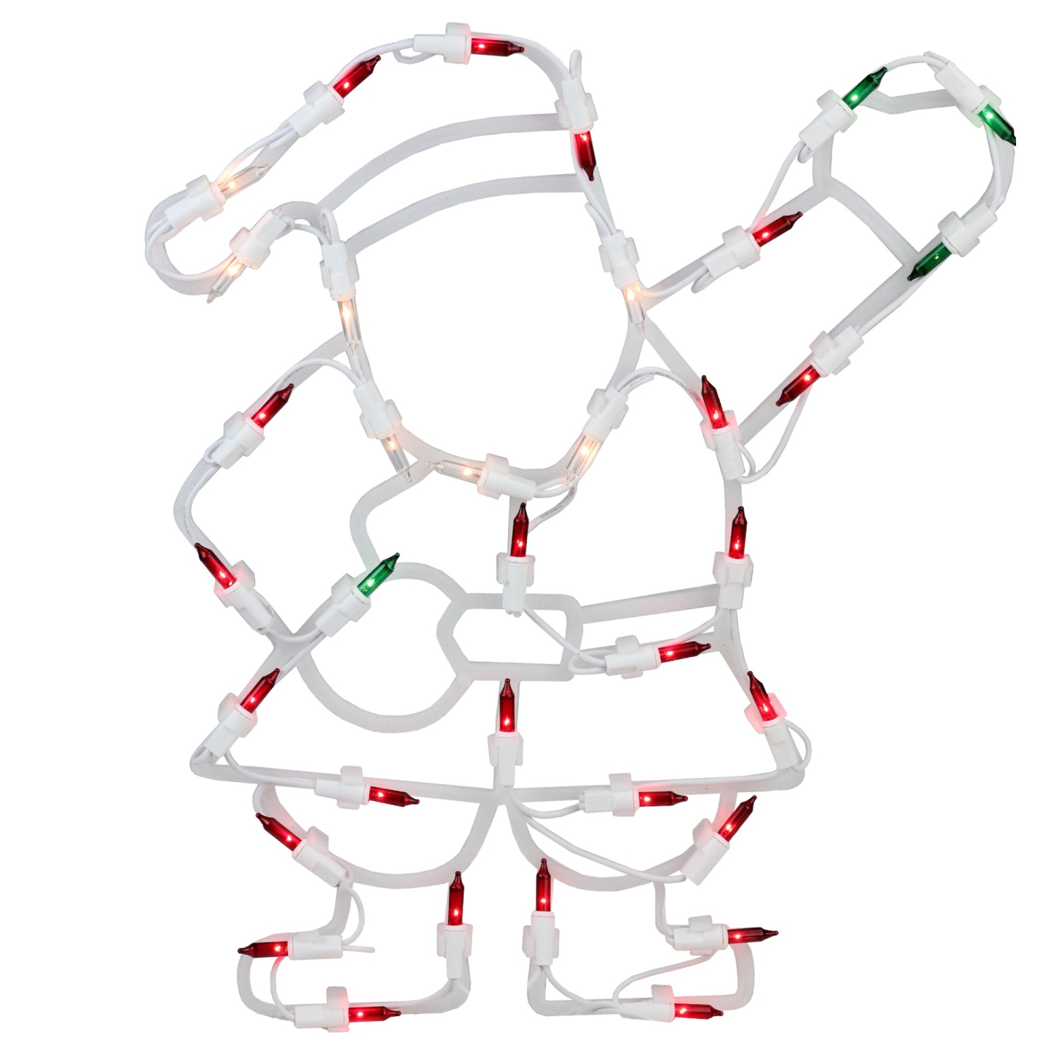 13" Red and Green Lighted Santa Christmas Silhouette Decoration