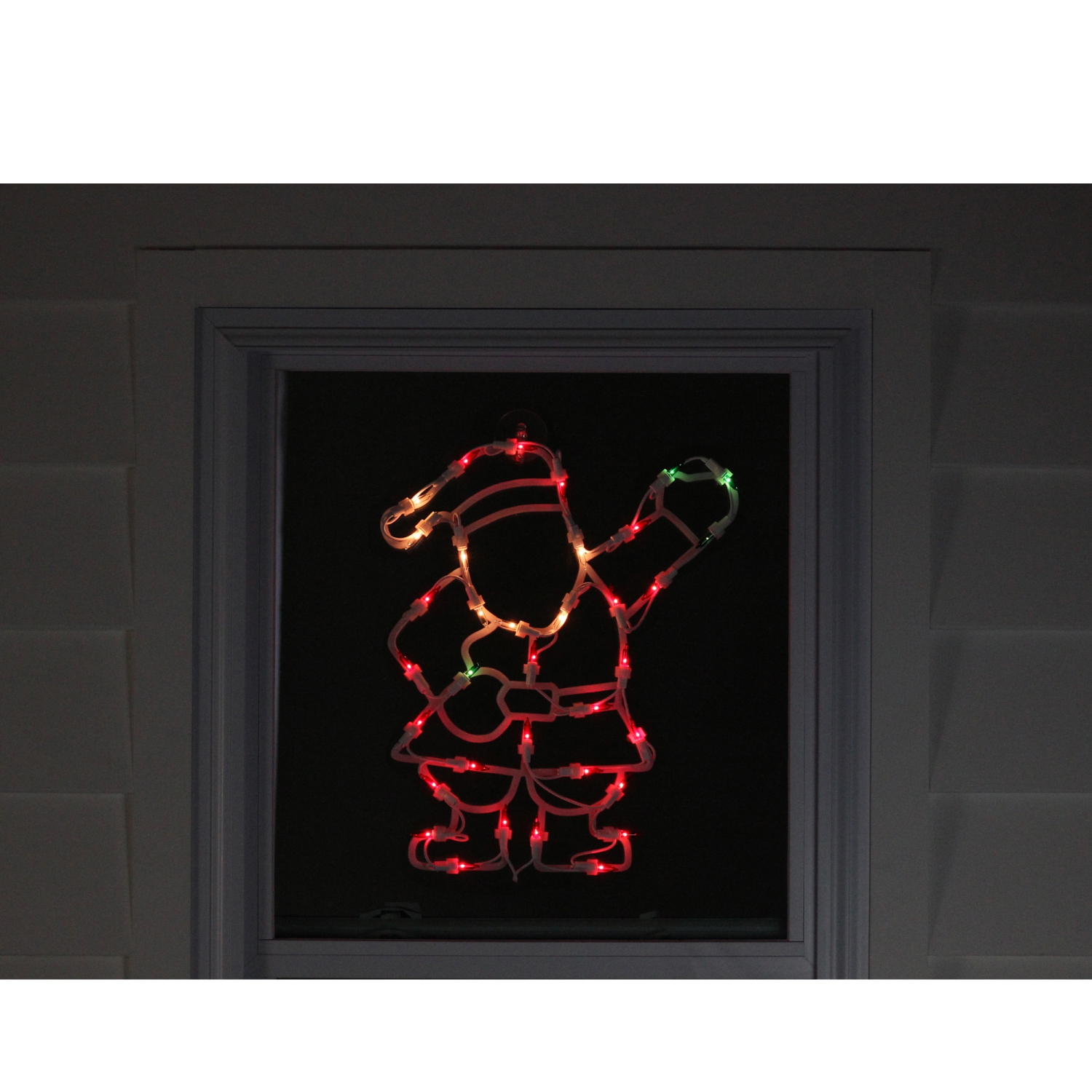 13" Red and Green Lighted Santa Christmas Silhouette Decoration