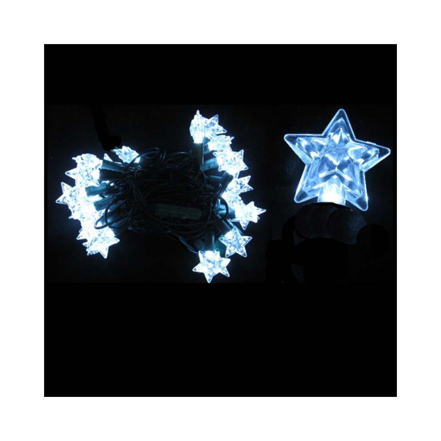 25 lumières de Noël à DEL M5 en étoile argentée – fil vert de 8 pi