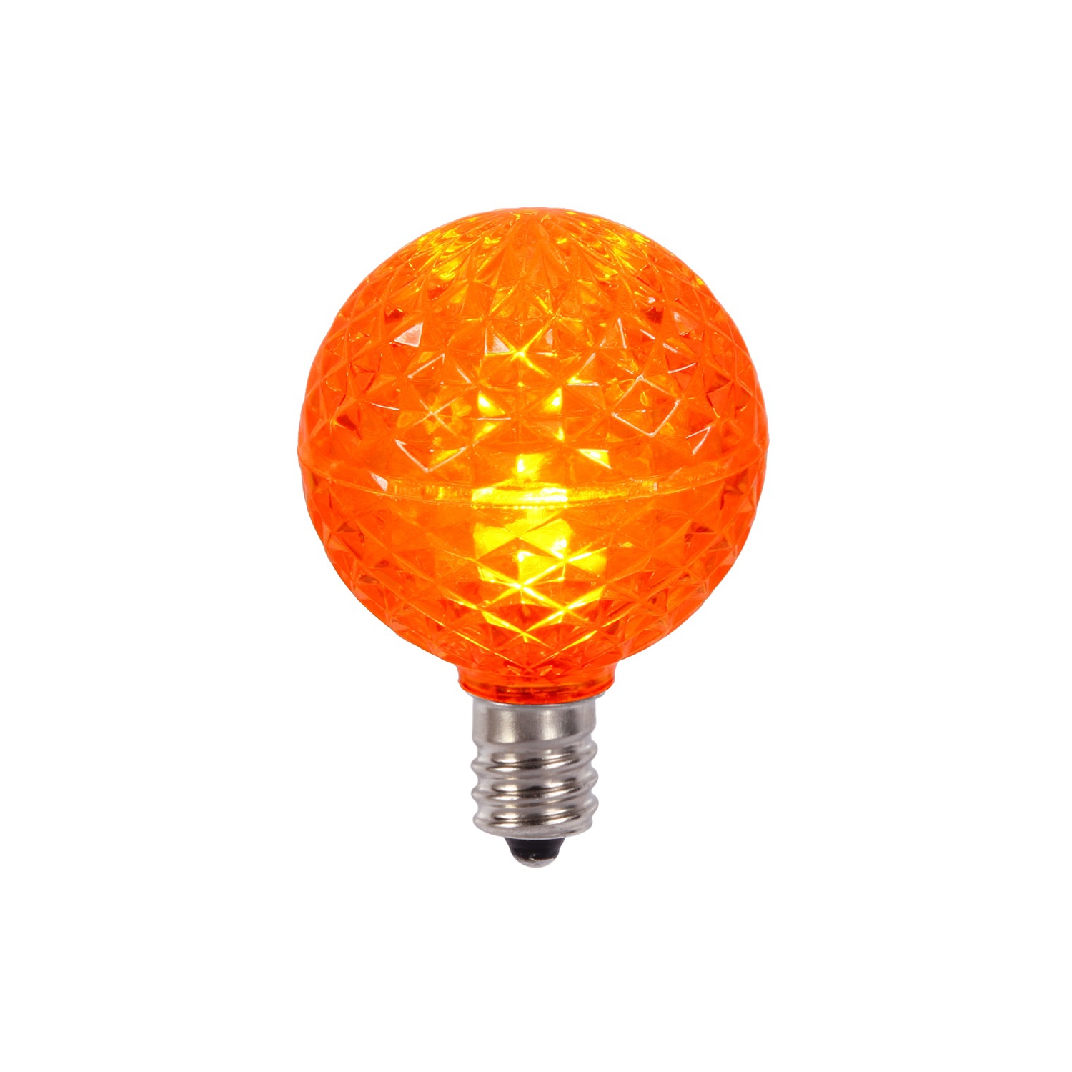 Club Pack of 25 LED G40 Orange Faceted Replacement Christmas Light Bulbs
