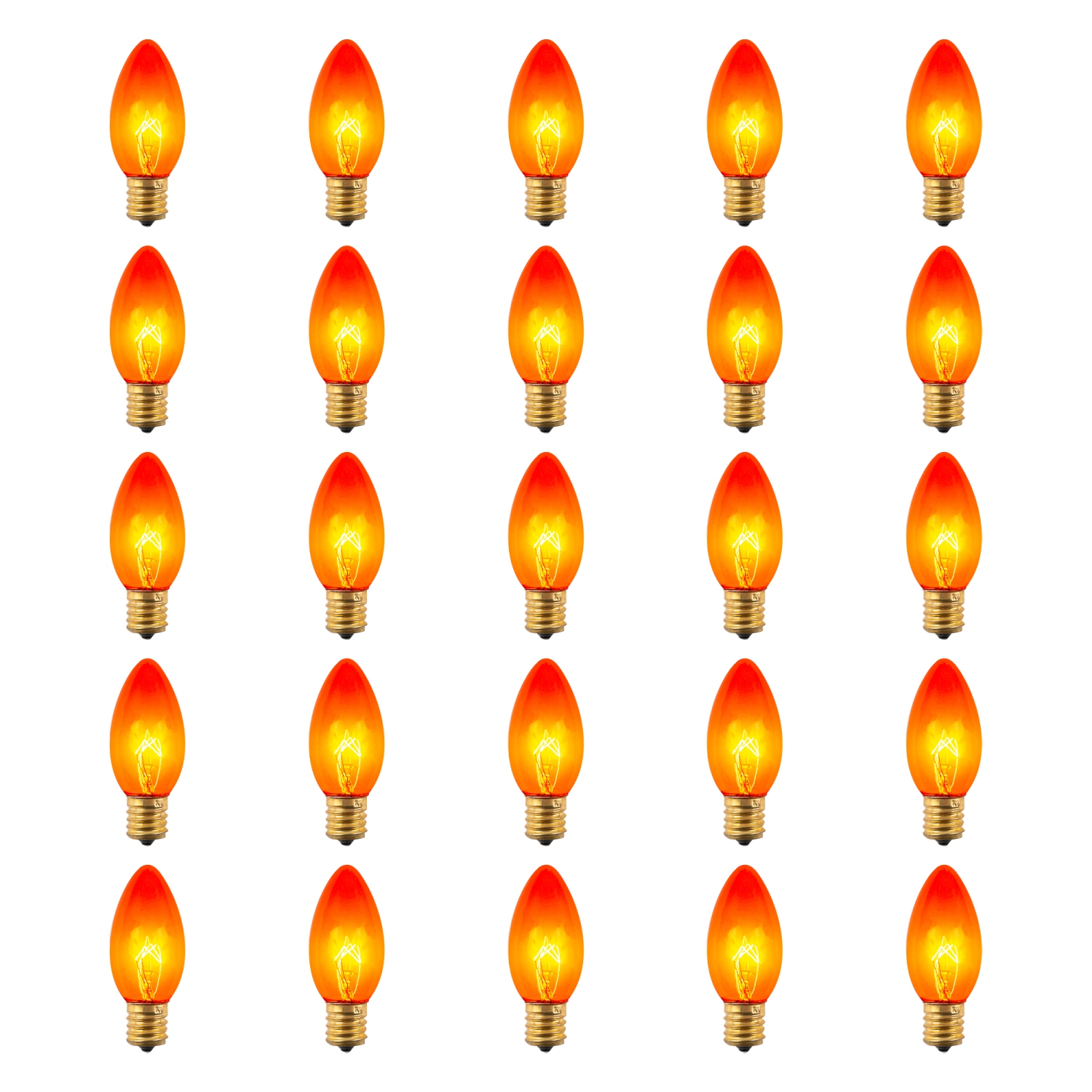 Paquet de 25 ampoules de rechange incandescentes C9 orange pour Noël