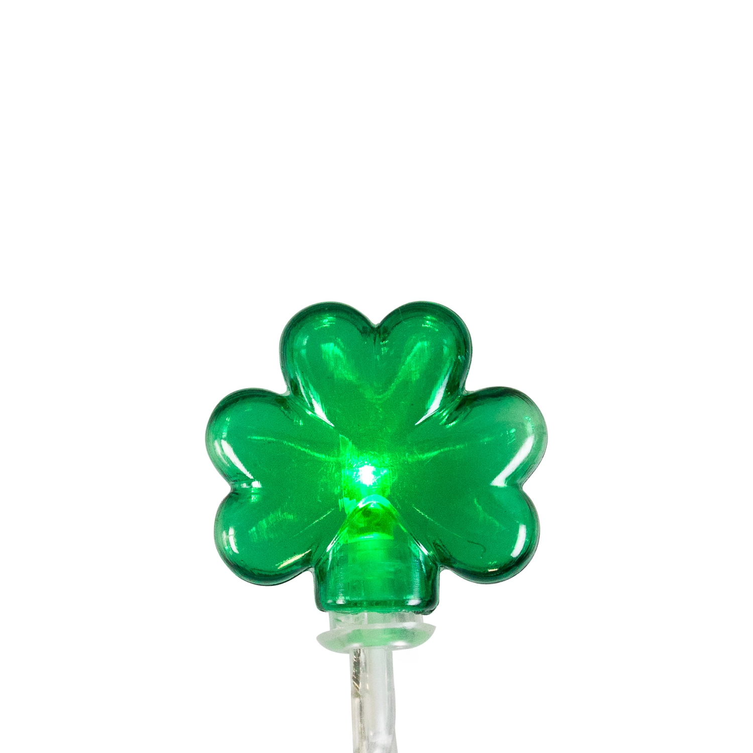 20-Count Green LED Mini St Patrick's Day Shamrock Lights with Timer - 5.5ft Clear Wire