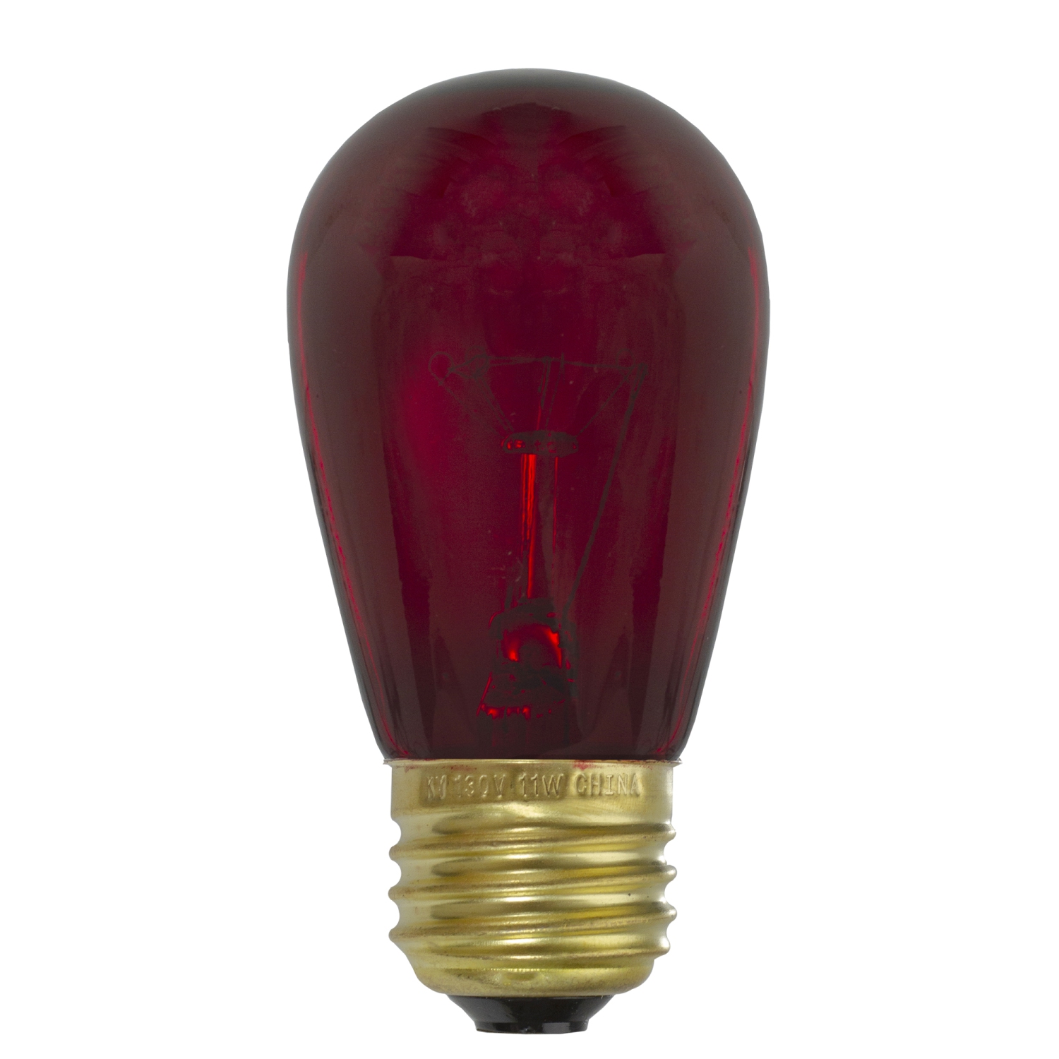 Pack of 25 Incandescent Red E26 Base Replacement S14 Light Bulbs - 11 Watts