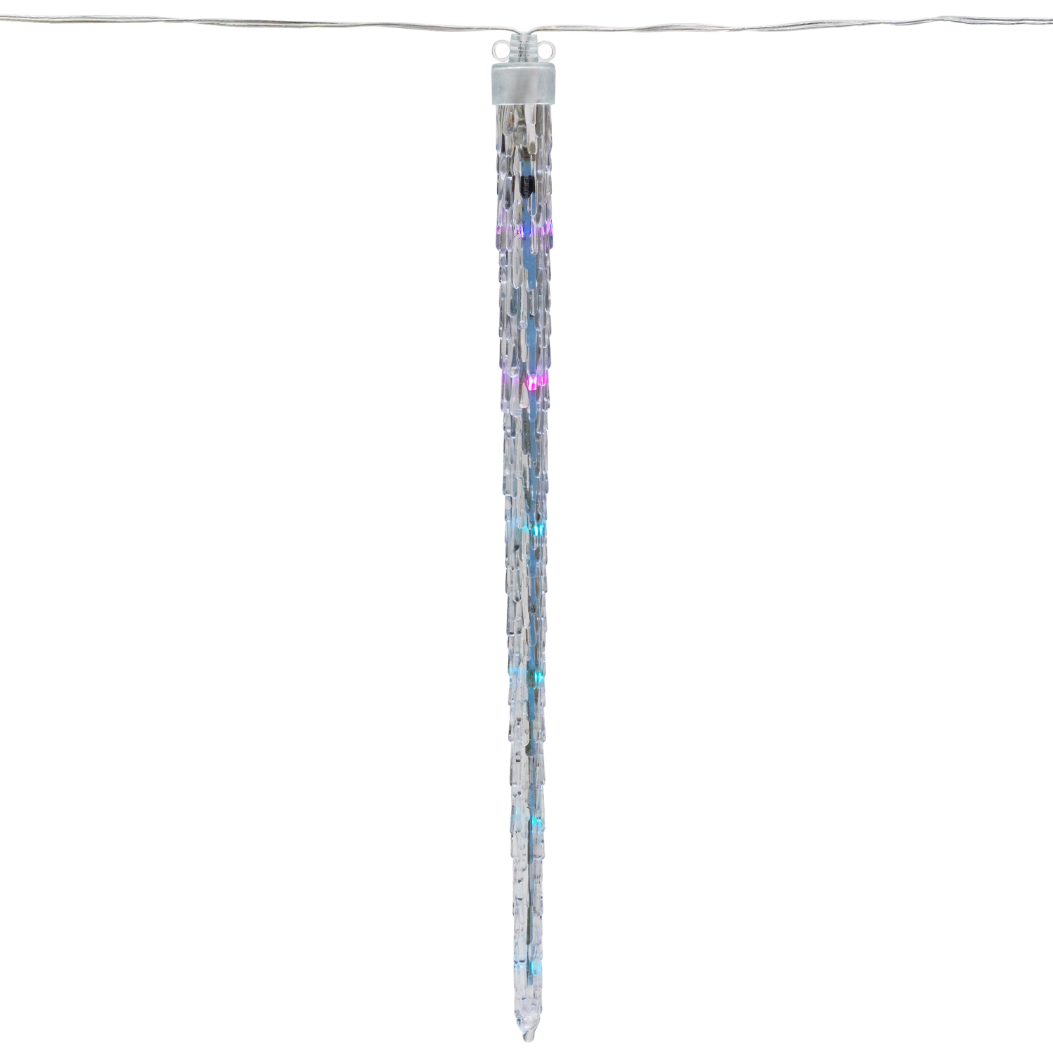5 Multi Color Dripping Transparent Icicle Christmas Light Tubes - 13 ft Clear Wire