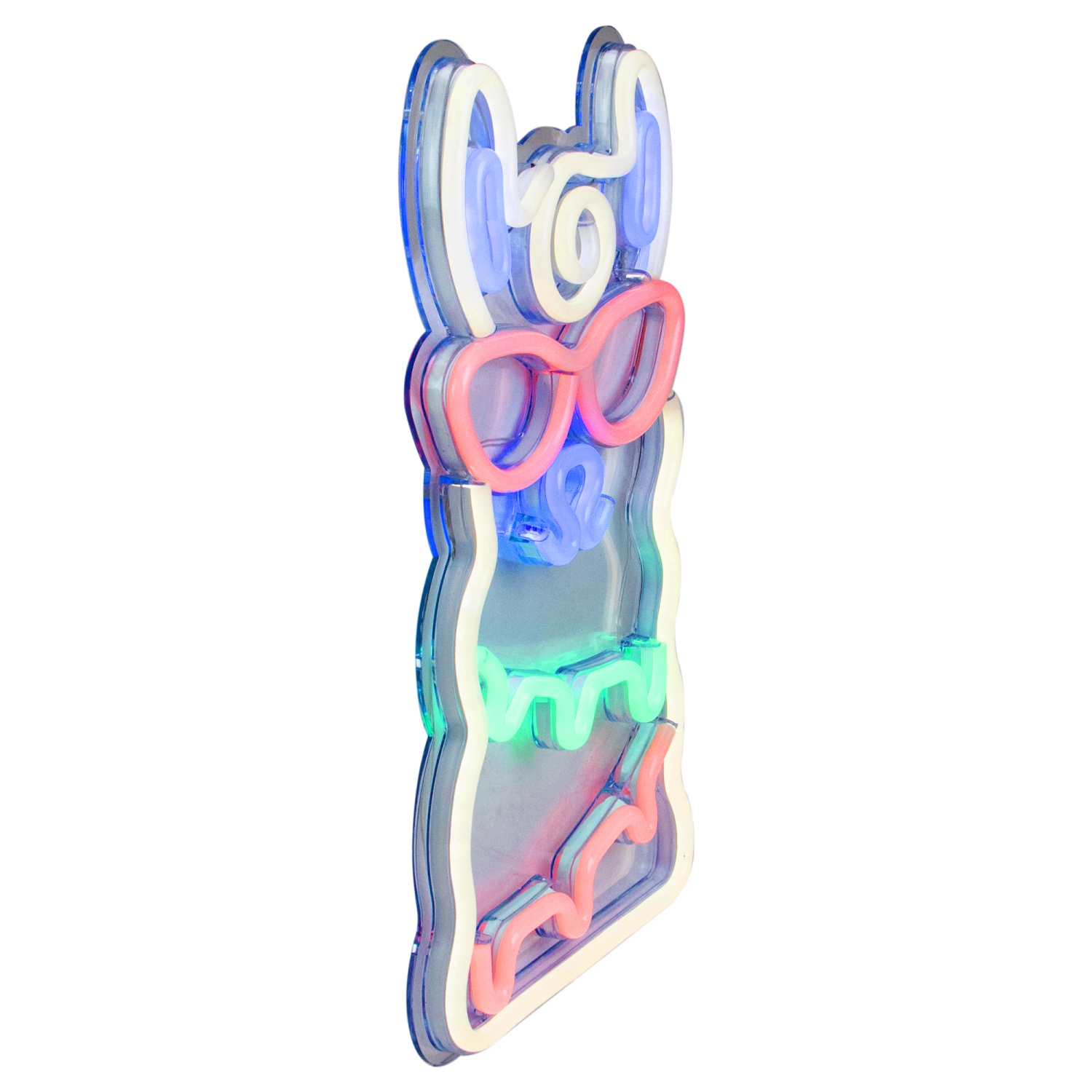 15" Groovy White Alpaca with Red Sunglasses LED Lighted Wall Sign