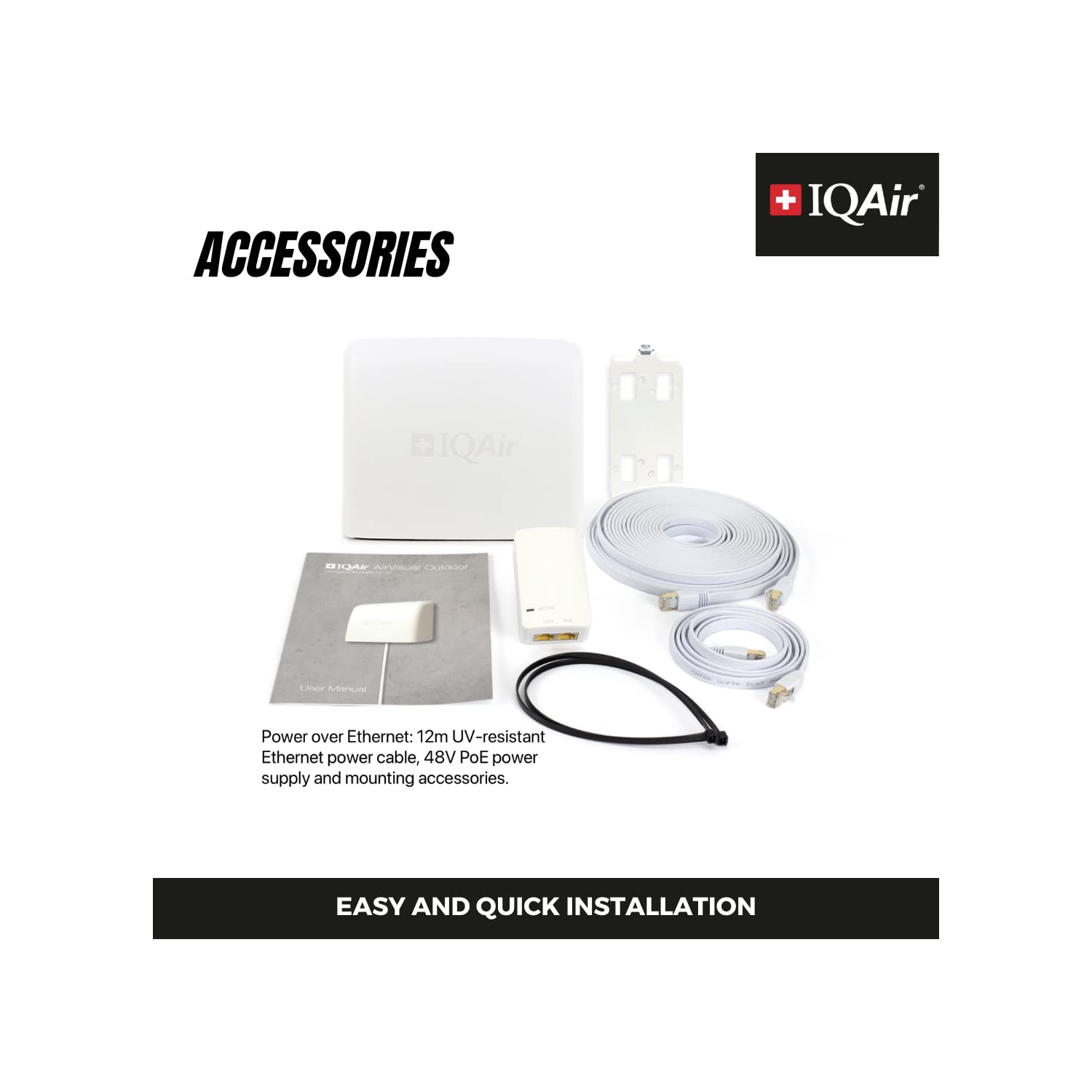 AirVisual Outdoor : moniteur de qualité de l’air extérieur, qui mesure les PM1, les PM2,5, les PM10, le CO2, la température, l’humidité et la