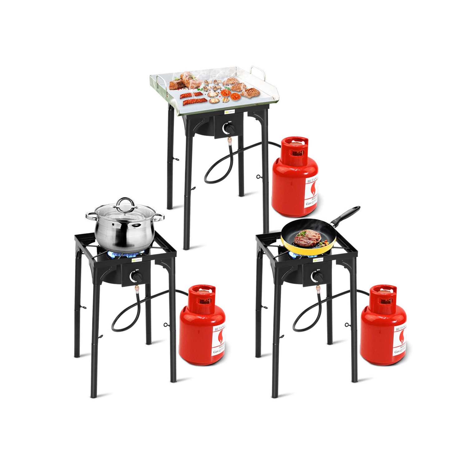 100 000-BTU Portable Propane Outdoor Camp Stove w/ Adjustable Legs