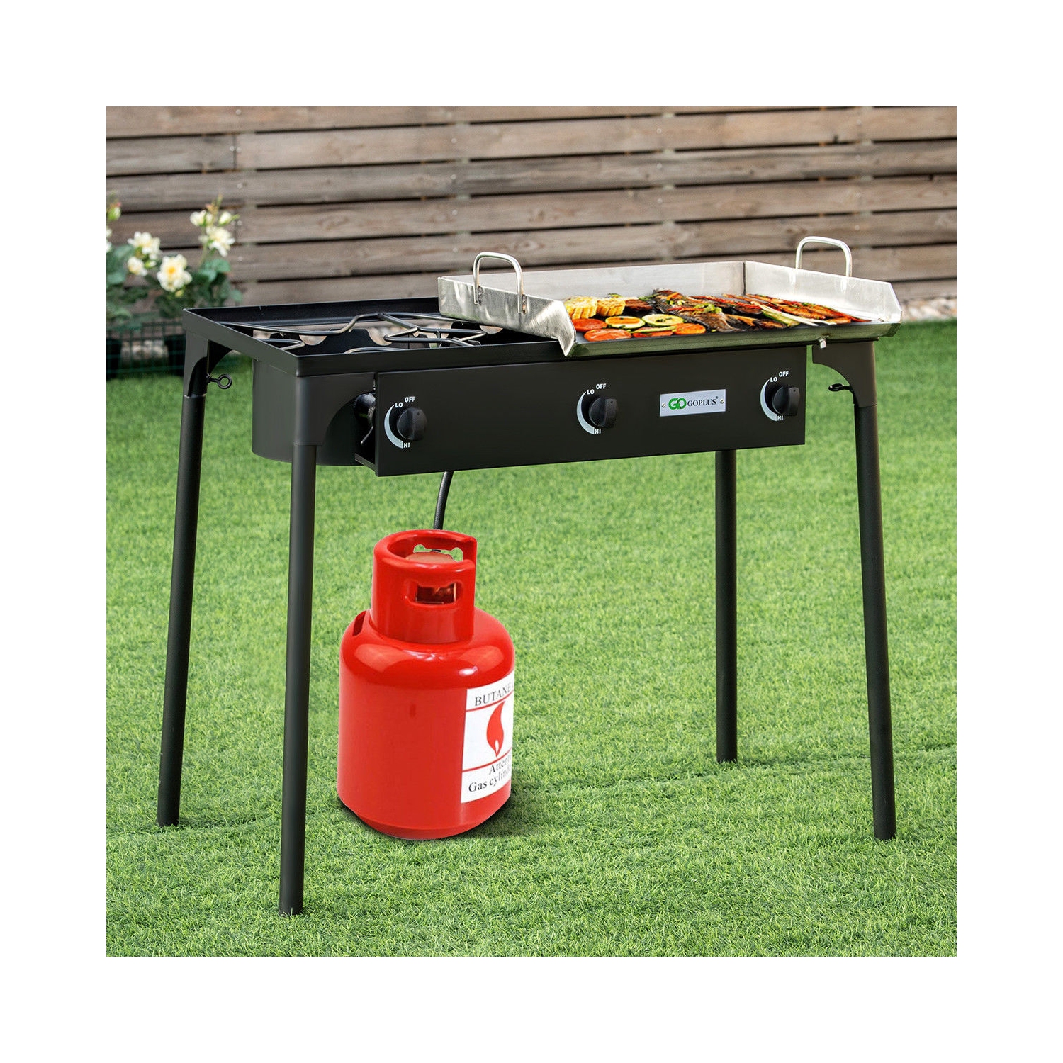 225 000-BTU Portable Propane 3 Burner Gas Cooker