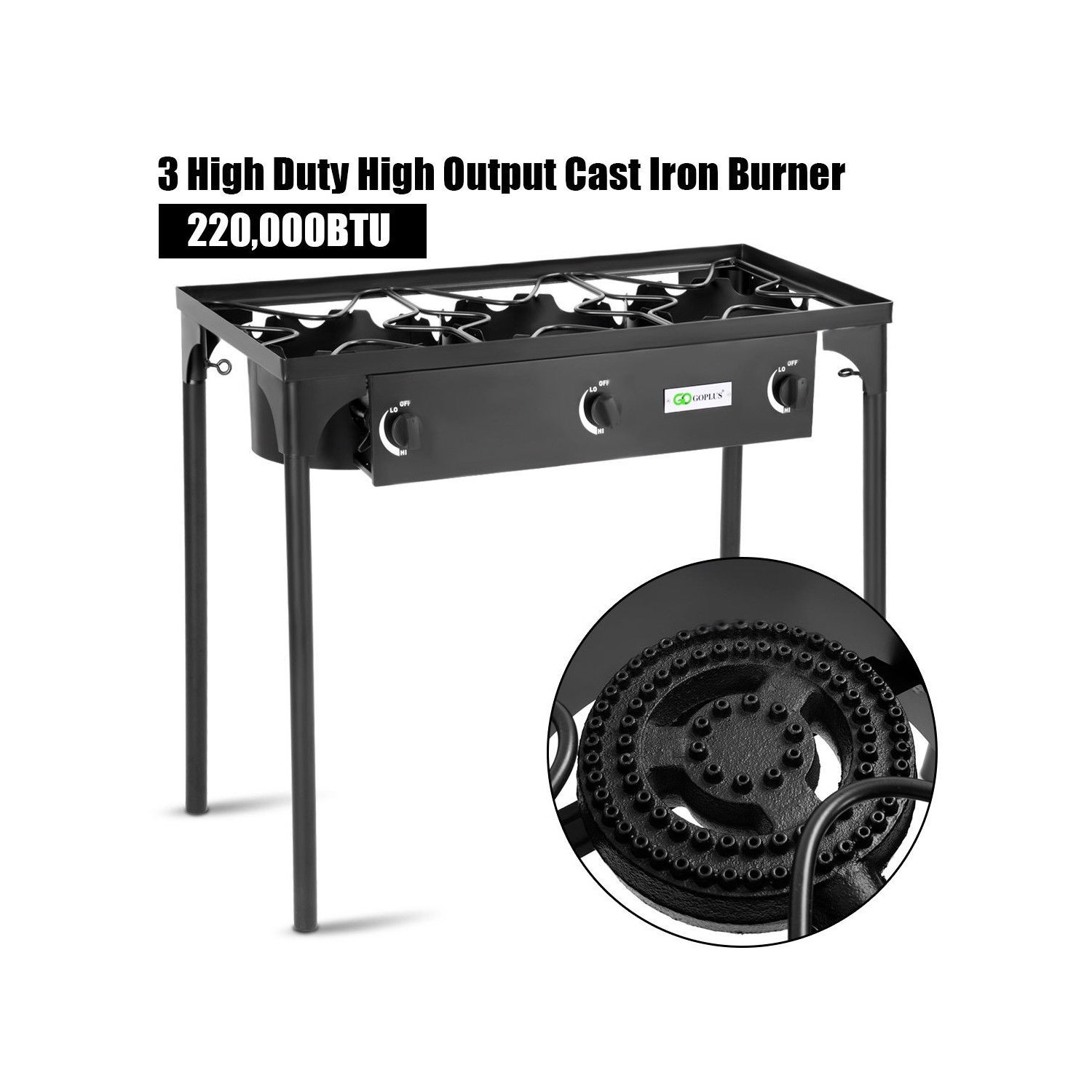 225 000-BTU Portable Propane 3 Burner Gas Cooker