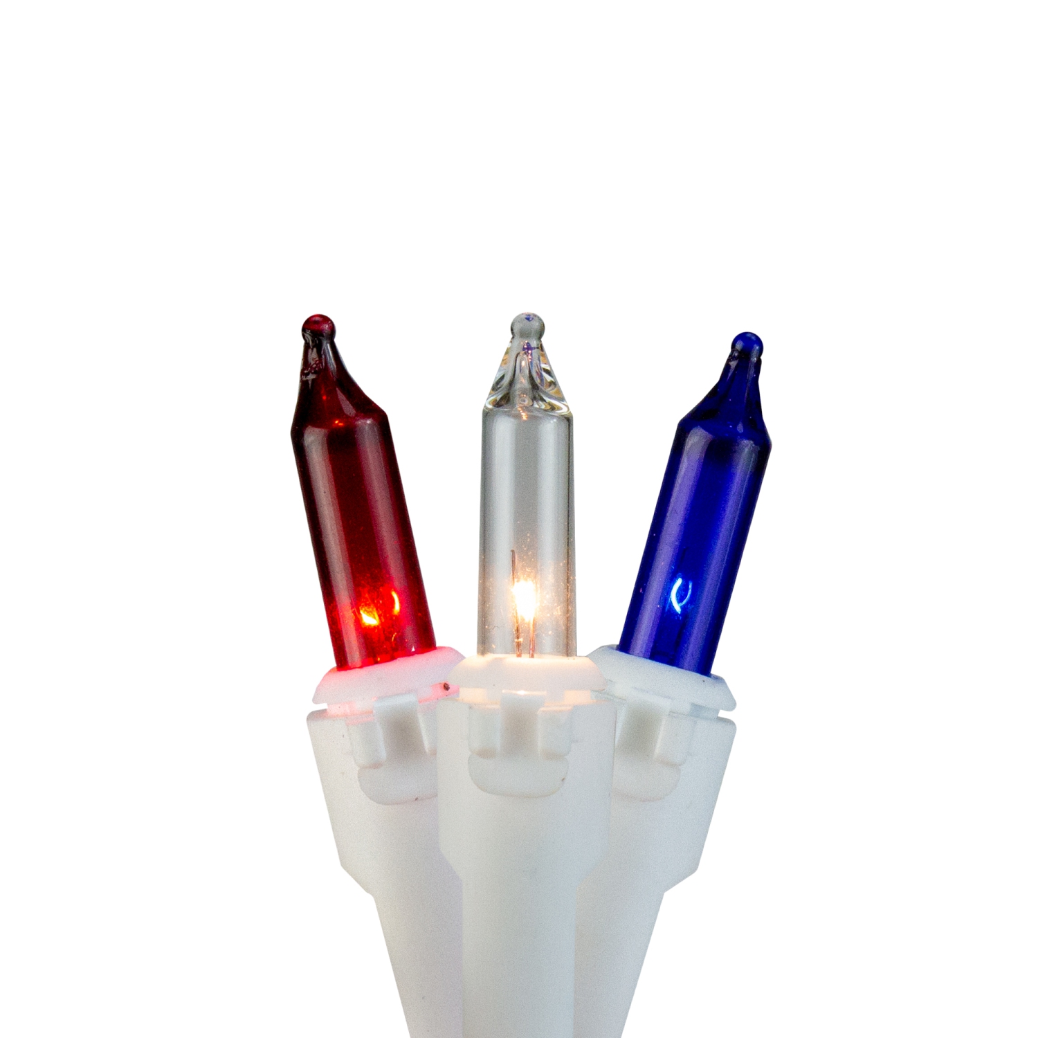 Mini guirlande lumineuse patriotique rouge, transparente et bleue, 105 unités, fil blanc, 5.6 pi